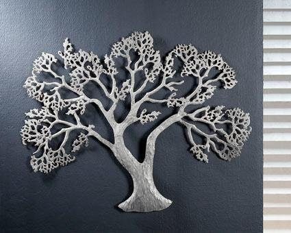 GILDE Wanddekoobjekt "Wandrelief Baum, silber" Wanddeko, aus Metall, dekorativ im Esszimmer & Wohnzimmer