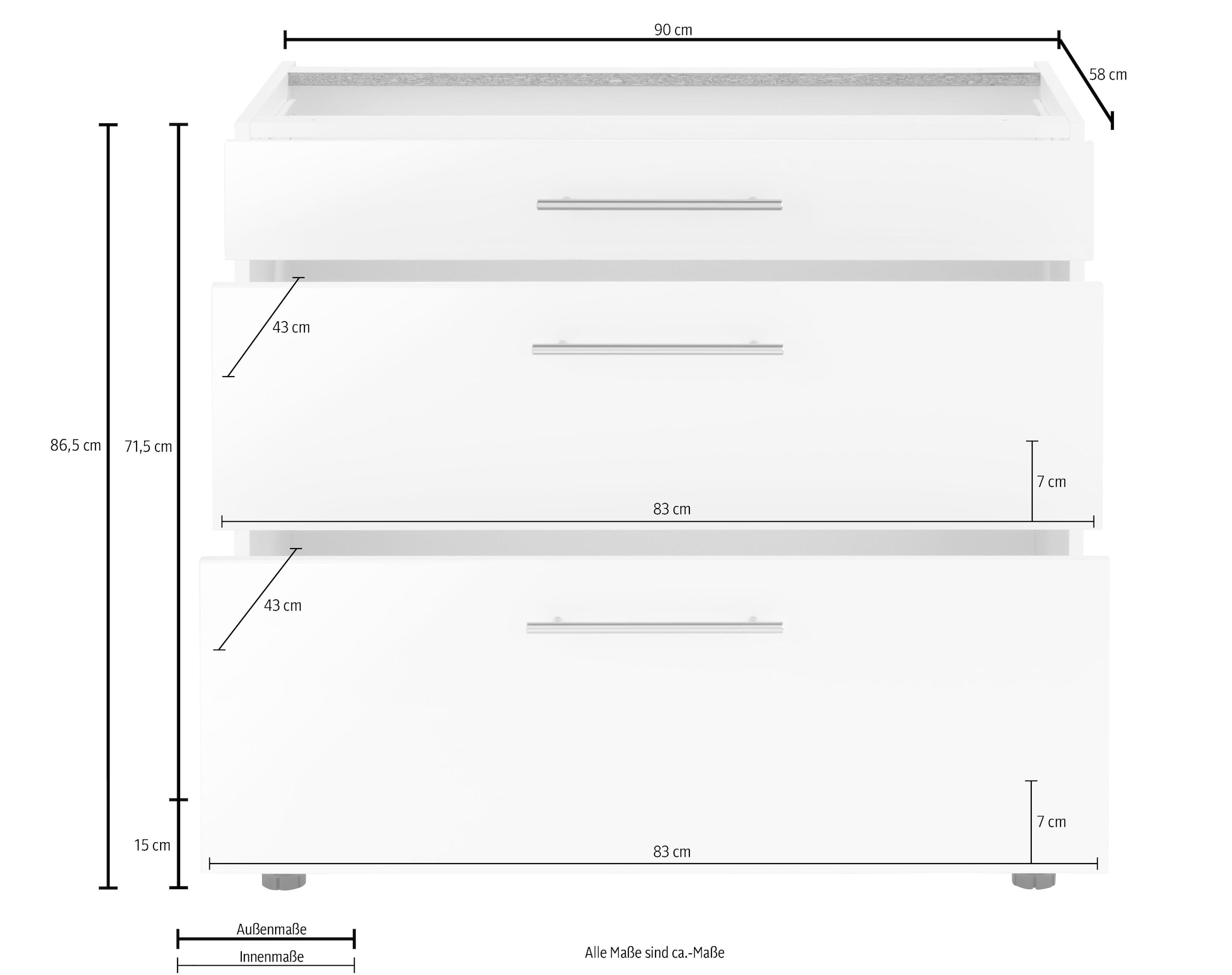 wiho Küchen Unterschrank »Ela«, Breite 90 cm, mit Soft-Close-Funktion | BAUR