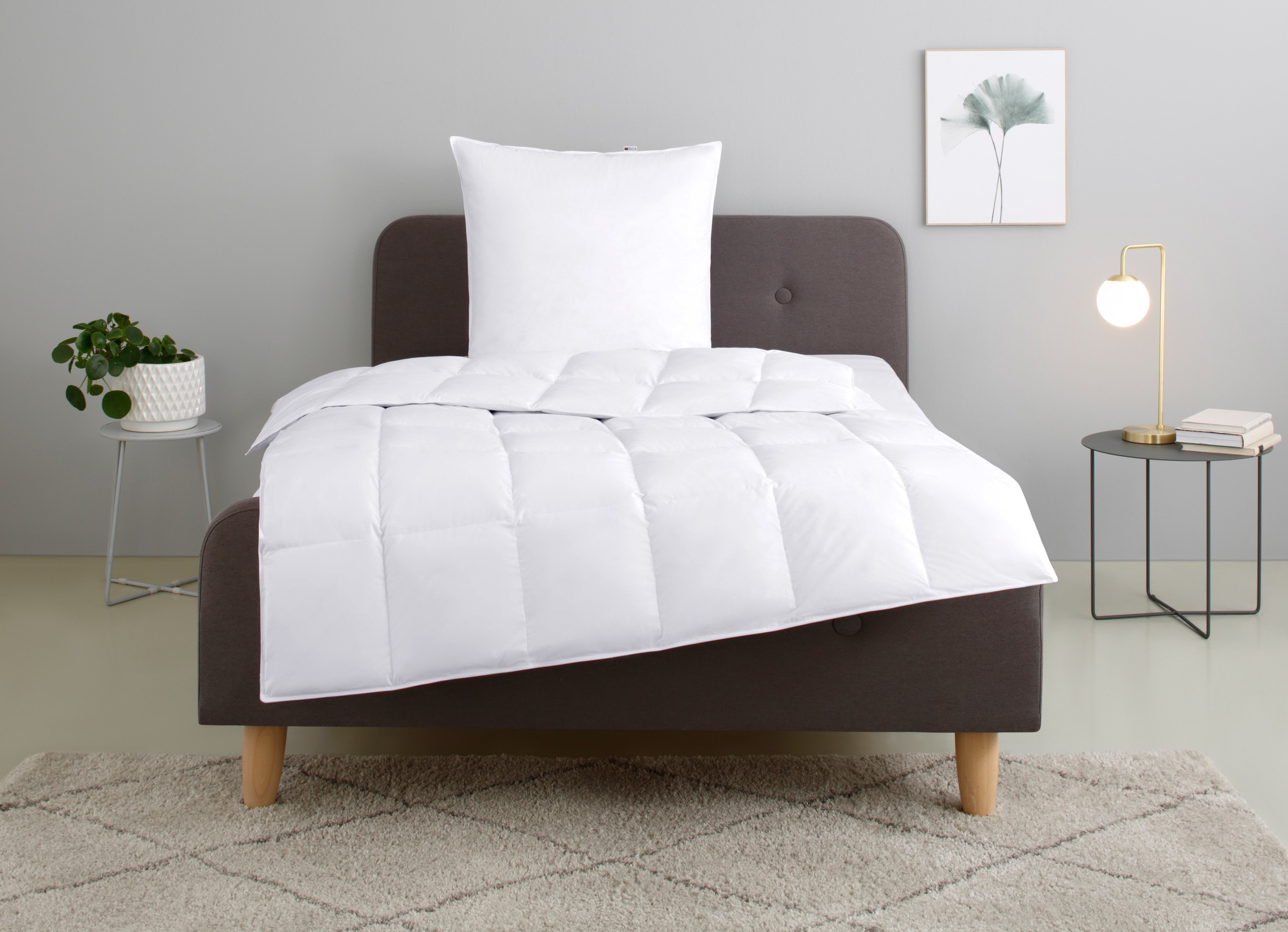 OTTO home Federbettdecke + Kopfkissen "Irah Bettdecke 135x200 cm, 155x220 cm" Set mit Kissen 80x80 cm, Sommer, Winter, Made in Germany