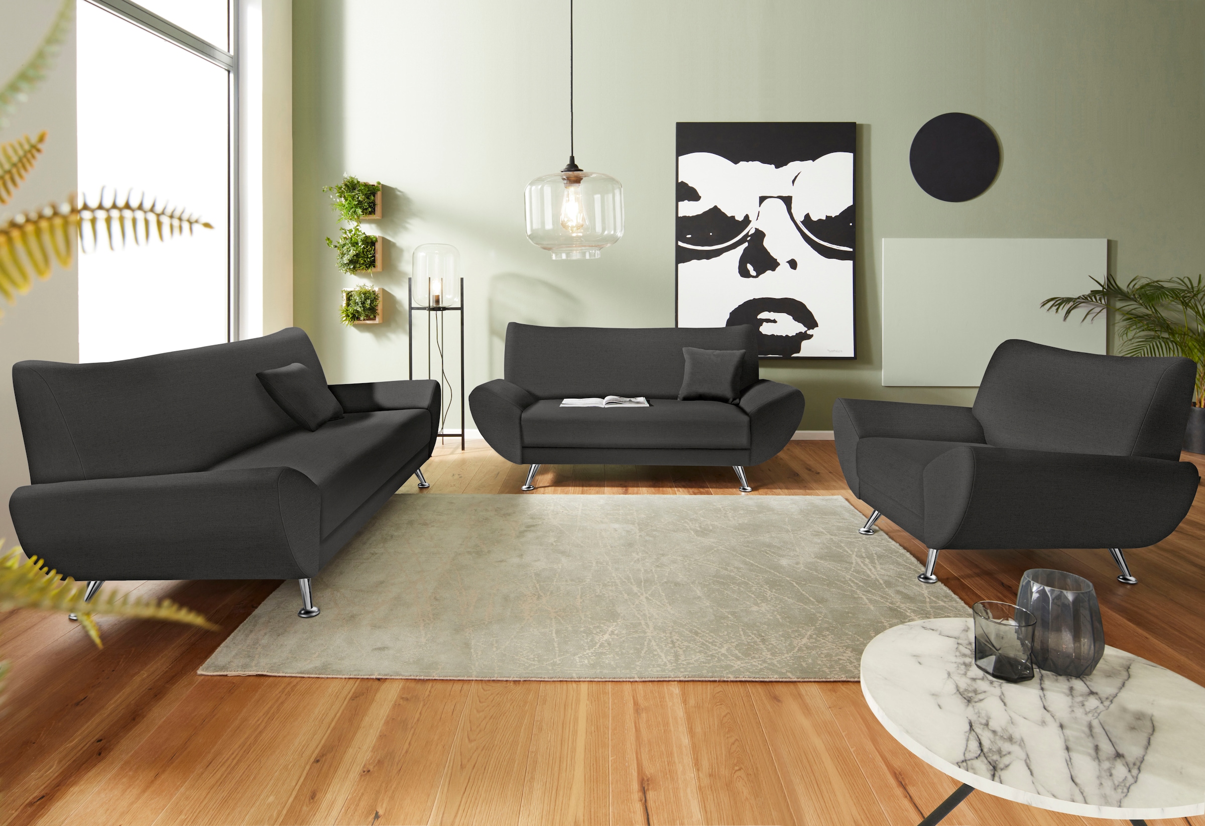 Home affaire Polstergarnitur "Saltare elegant & komfortabel, 3-2-1, bequem, Designfuß" 3 Stk. tlg.