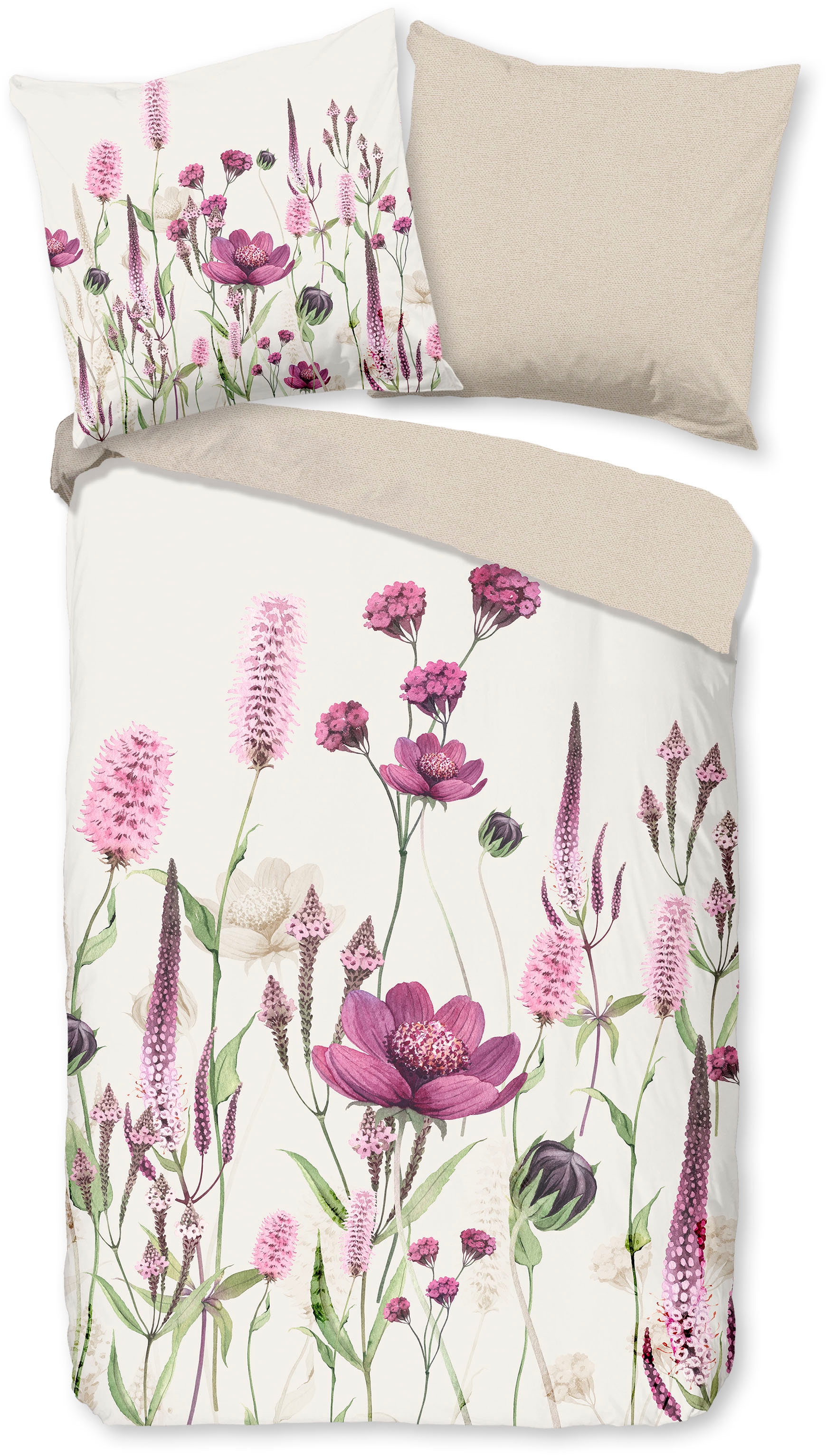 good morning Wendebettwäsche »Hala« 2 100% Baumwolle, Renforcé, Reißverschluss, Wendeoptik, Blumen