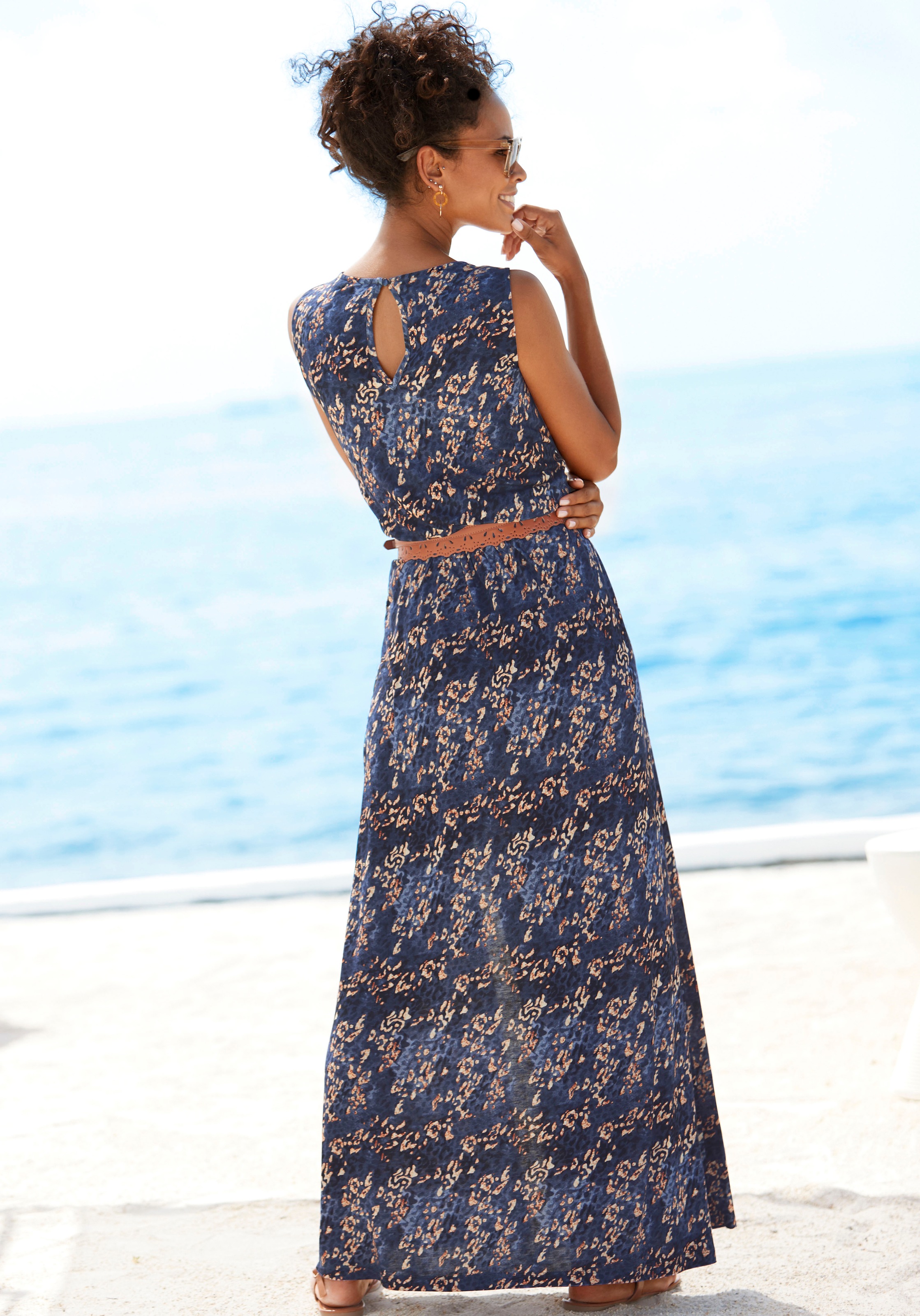 Thumbnail - Vivance Maxikleid Seitennahttaschen mit Seitennahttaschen und Schlitz, lockeres Sommerkleid, Strandkleid