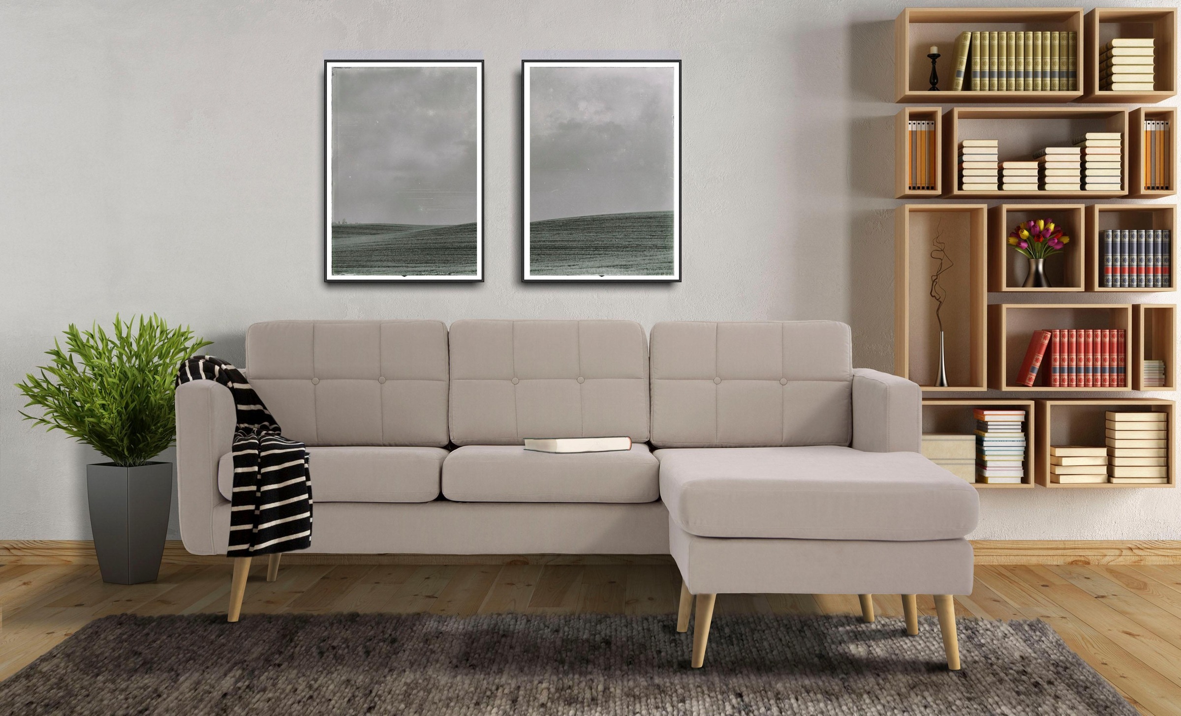 Home affaire Ecksofa »Brest L-Form«, mit Knopfheftung und Steppung im Rücken, geradliniges Design