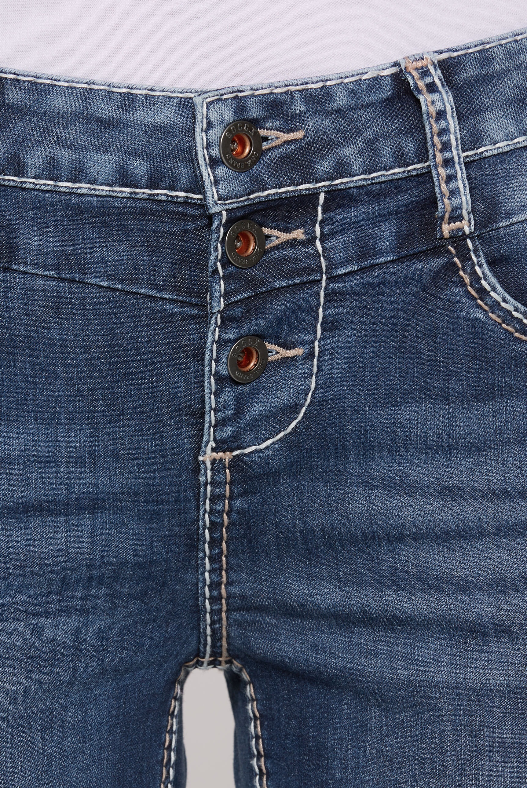 SOCCX Jeansshorts mit Schlitz am Saum