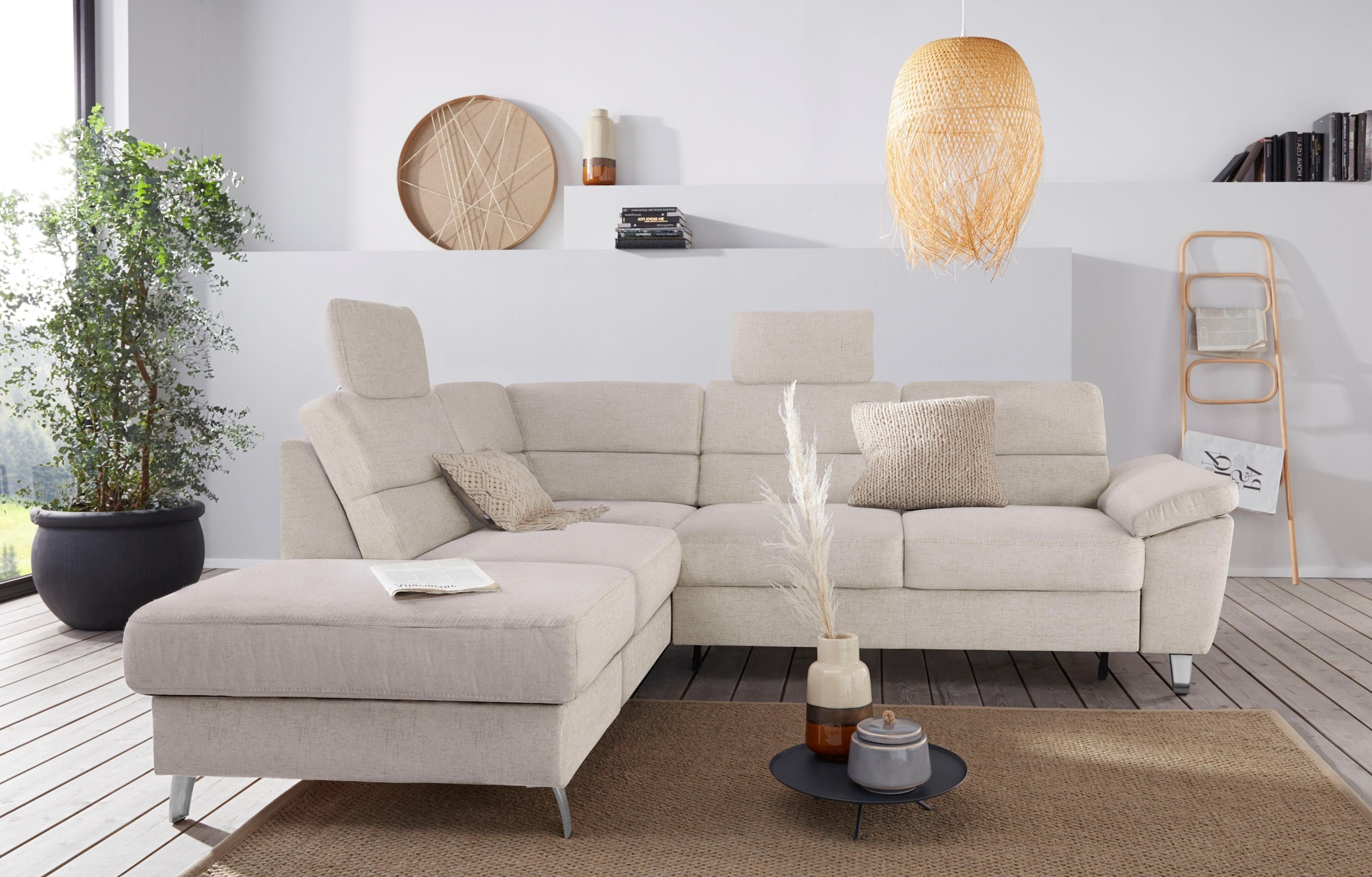 sit&more Ecksofa »Sorano L-Form«, wahlweise mit Bettfunktion und Bettkasten