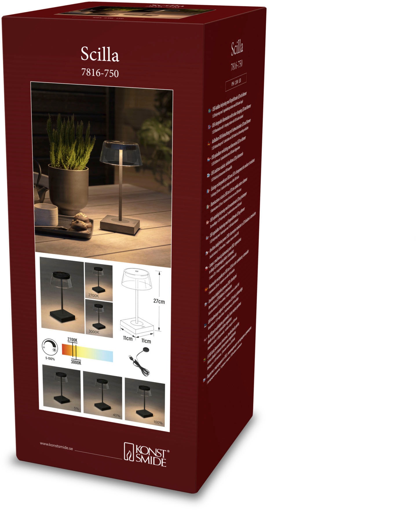 KONSTSMIDE LED Tischleuchte »Scilla«, Scilla LED USB-Tischleuchte schwarz,  Farbtemperatur, dimmba | BAUR