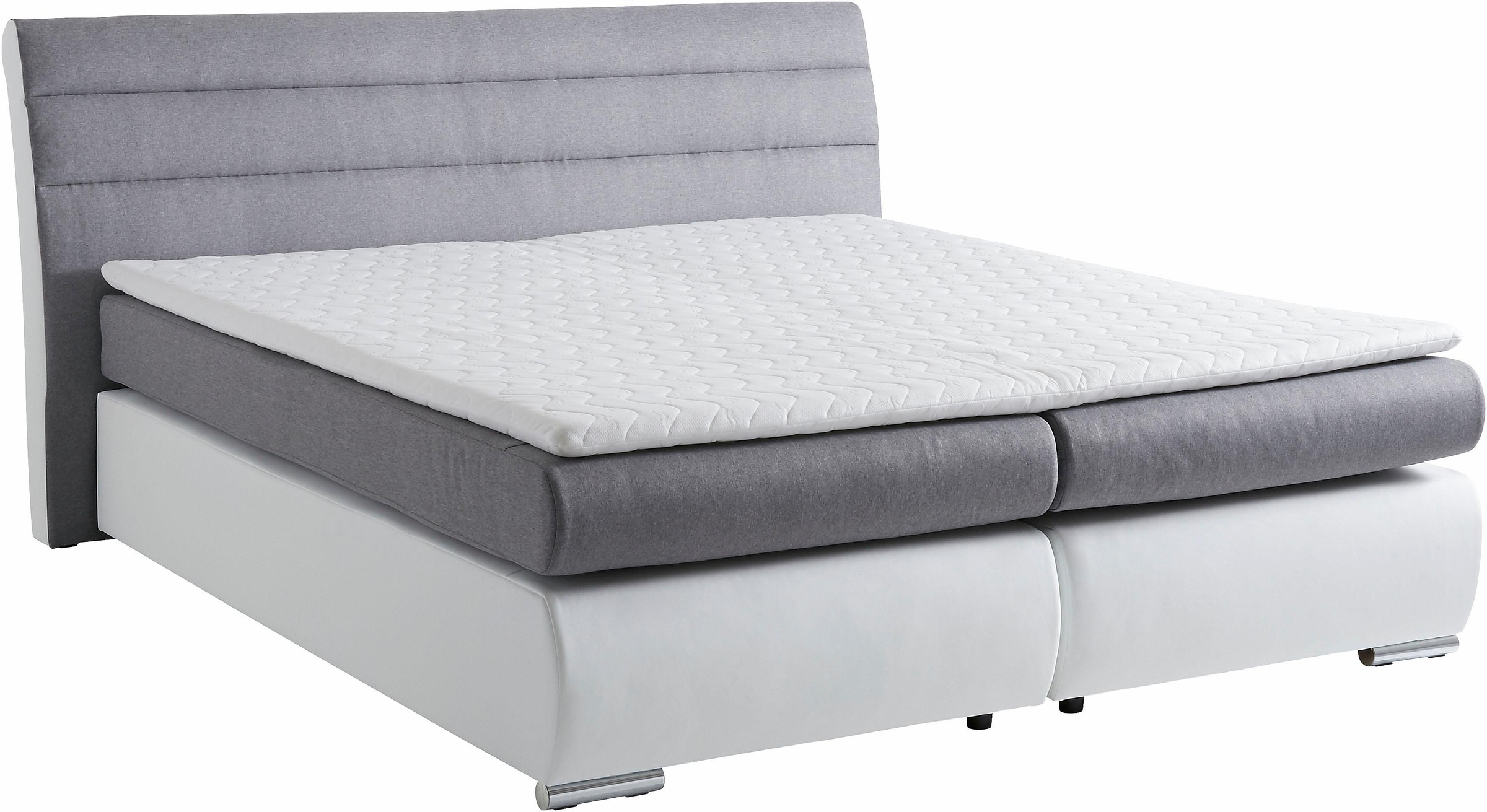 Places of Style Boxspringbett »Luna«, in Struktur-/Kunstleder-Mix, Überlänge 220 cm, bis zu 3 Härtegrade