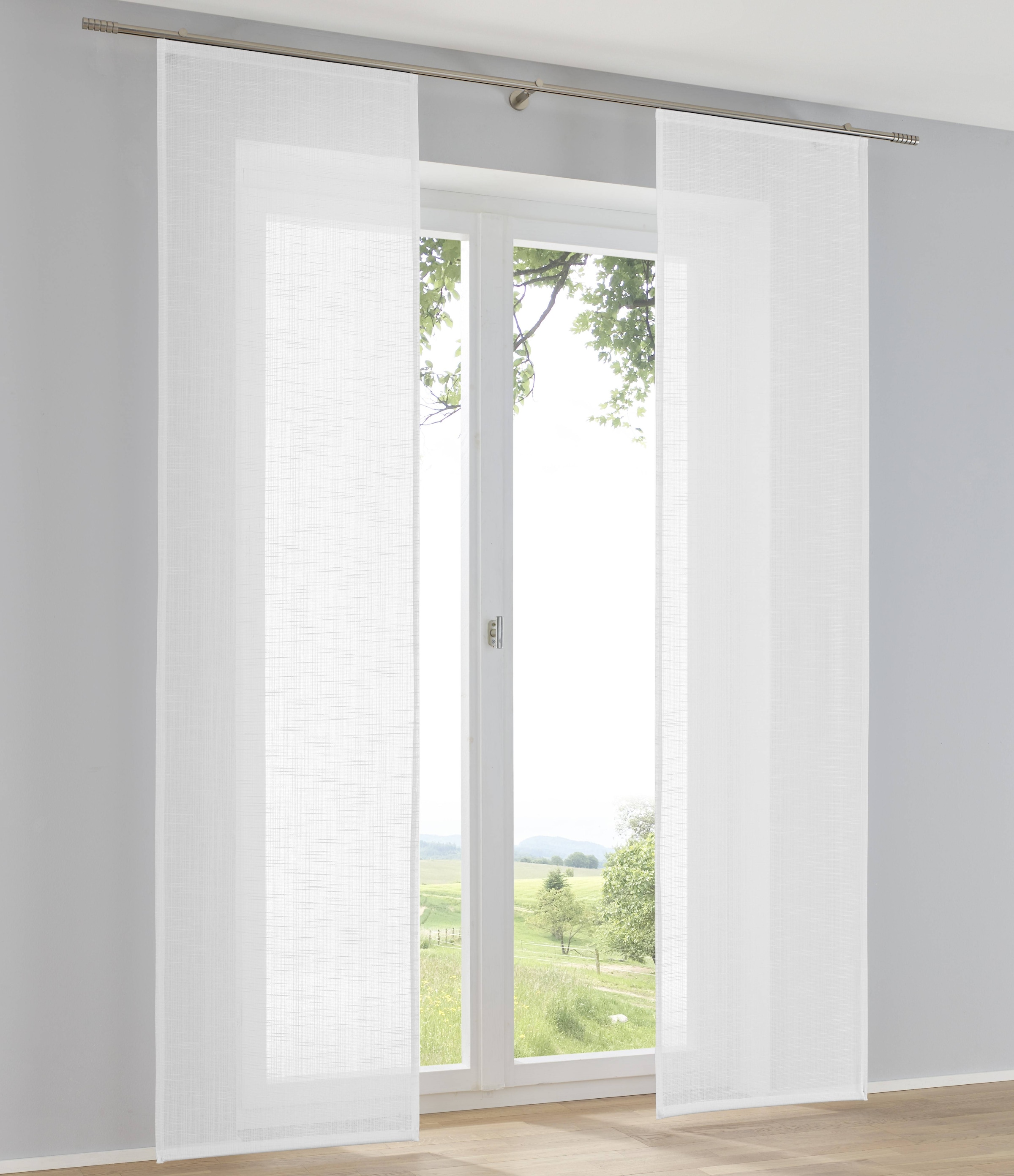 Schiebegardine KUTTI, B:60cm H:145cmweiß, Polyester, Wohnzimmer, Gardinen, "Boston Schiebevorhang", Schiebevorhang uni (1 St)