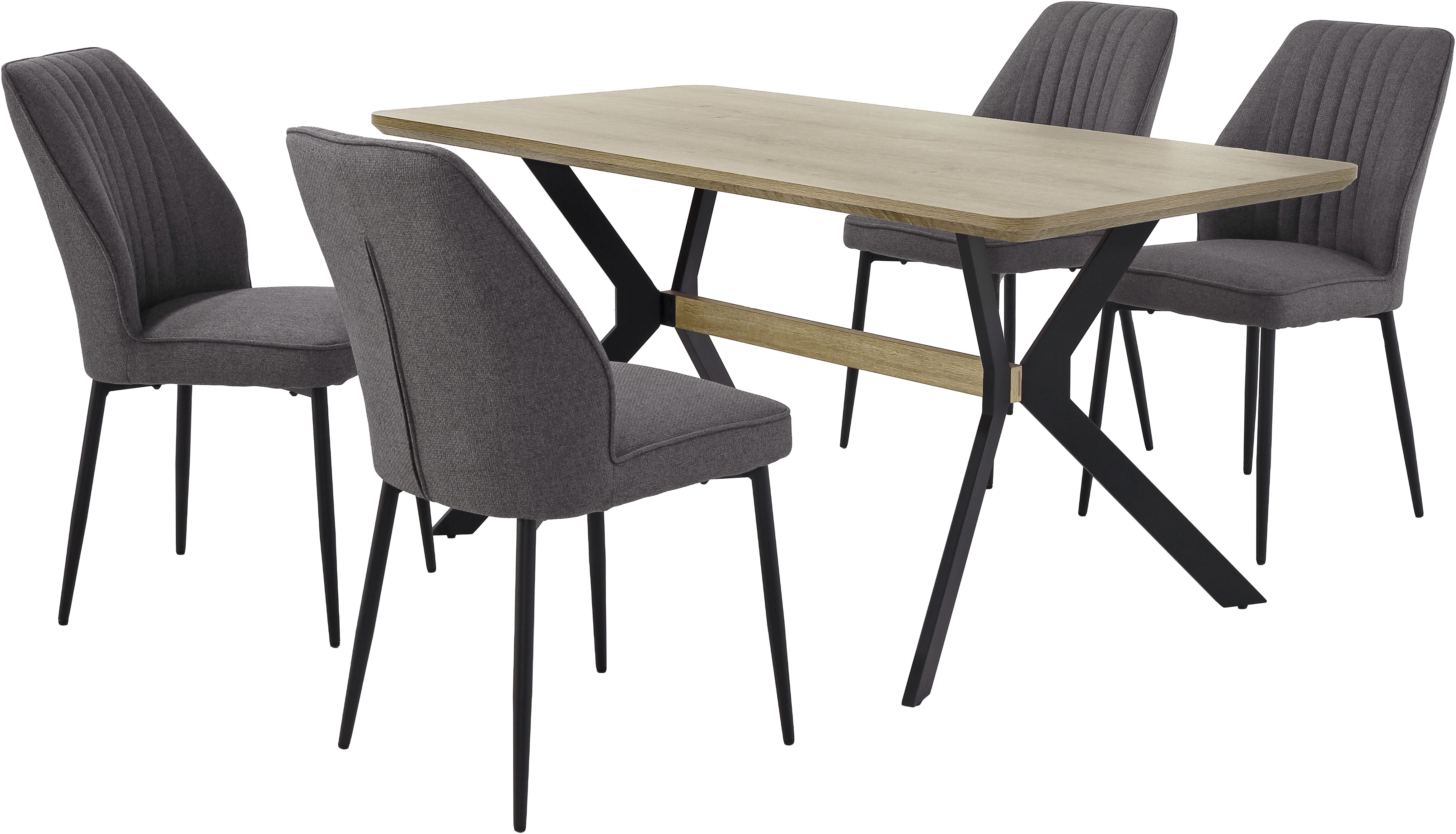 Jockenhöfer Gruppe Essgruppe "Nairobi/Portland Tischgruppe, (Set 5tlg., Tisch und 4 Stühle)" 5 tlg. Tisch Wildeiche hell, Stuhl anthrazit oder beige