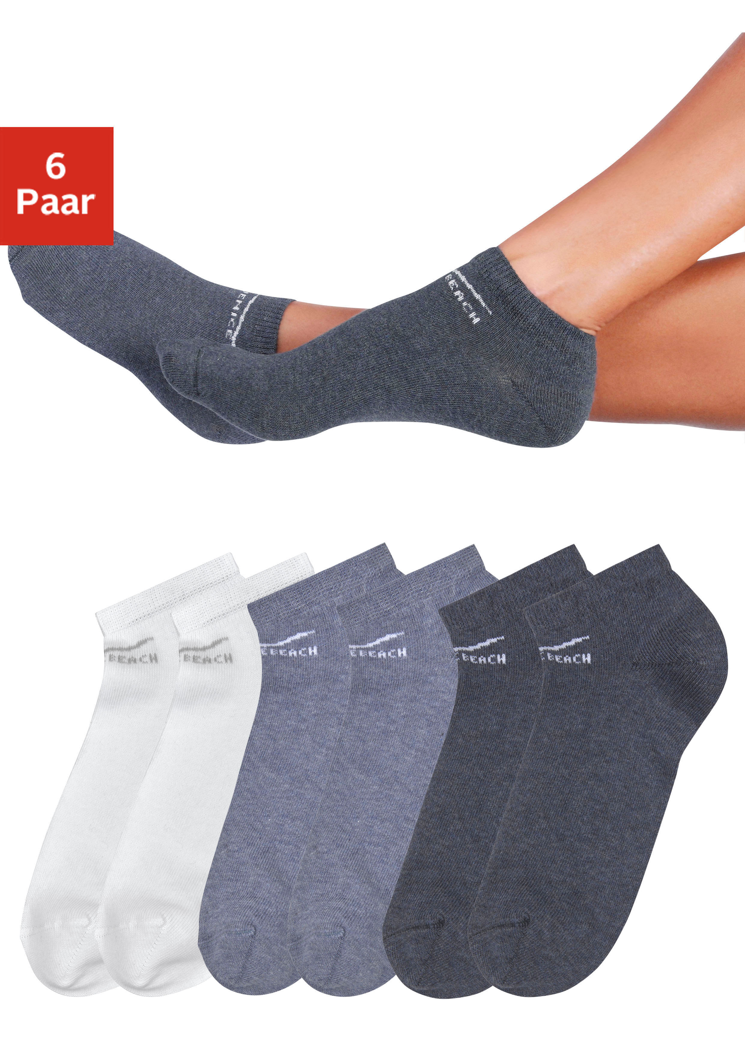 Venice Beach "Damen Kinder Sportsocken, Laufsocken, Kurzsocken" Packung, 6 Paar tlg. perfekte Passform durch LYCRA-Anteil