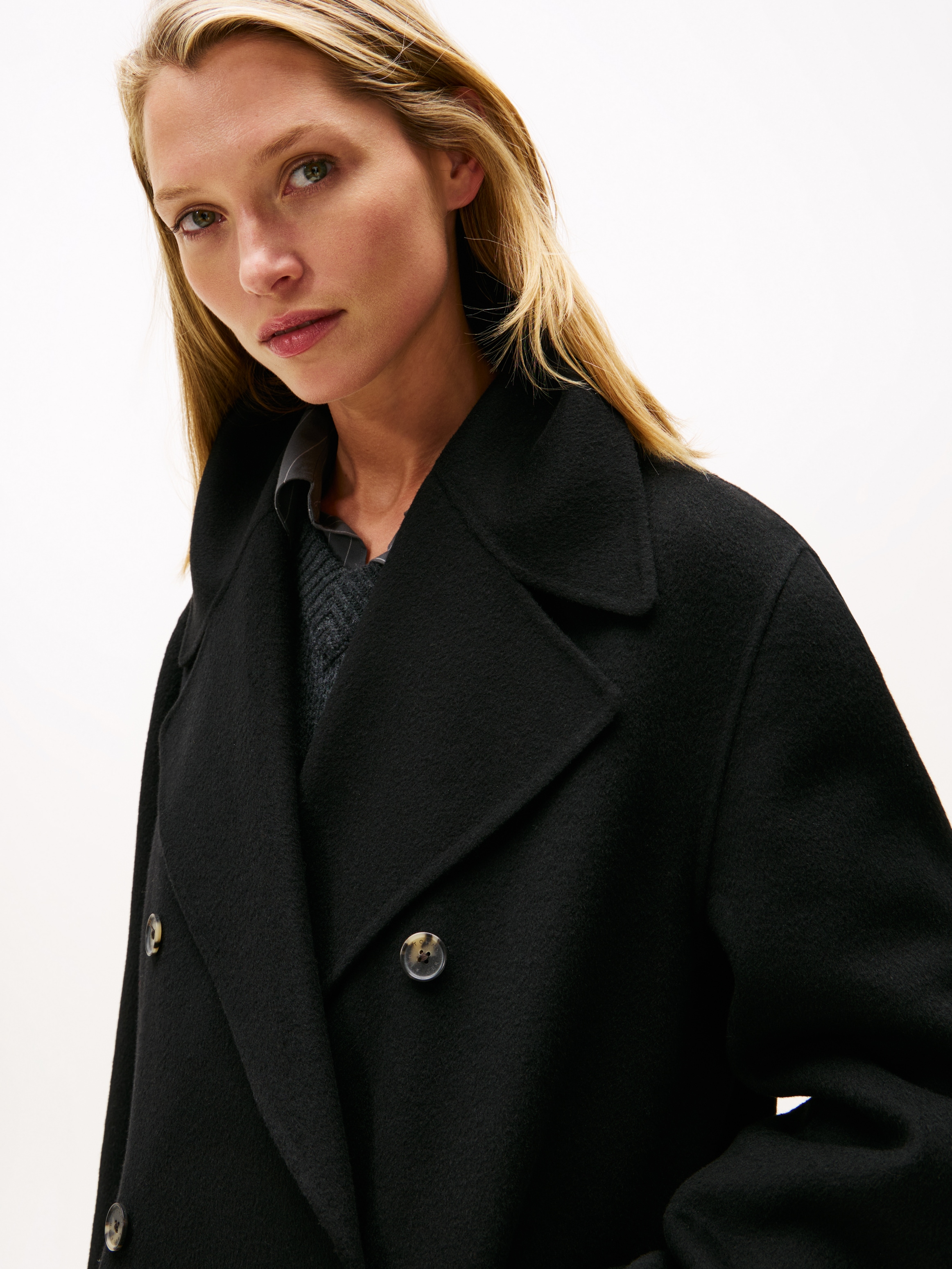 Tommy Hilfiger Kurzmantel »DF WOOL BLEND REG PEACOAT«, aus reiner Wolle