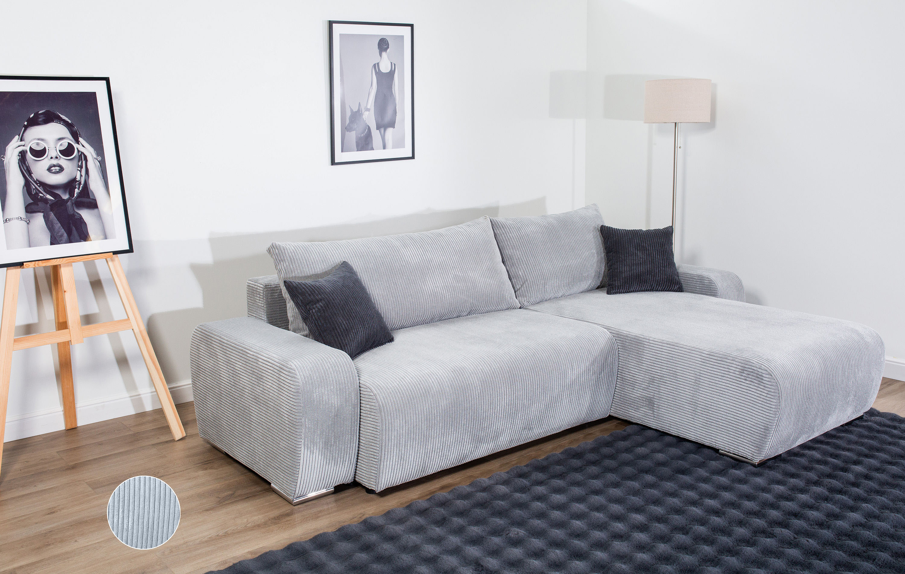 COLLECTION AB "Pia L-Form, B: 237 cm" Schlaffunktion, Bettkasten & 2 Zierkissen, Federkern