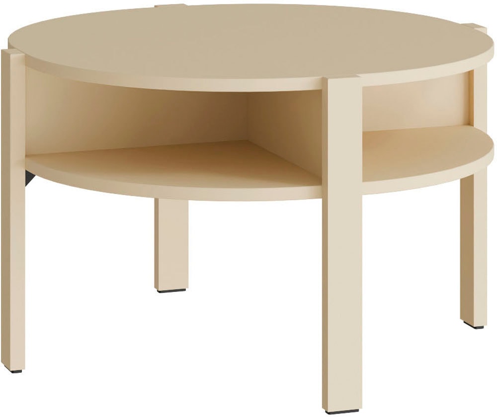 FORTE Beistelltisch "Tobago, runder Couchtisch mit 4 Ablagefächern, B/H/T 74,4/45,5/74,4 cm" Durchmesser ca. 74,5 cm