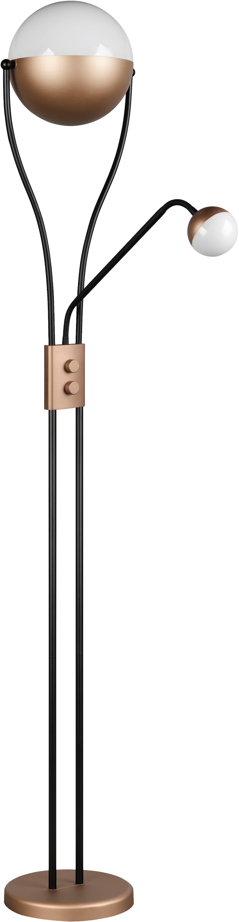 TRIO Leuchten LED Stehlampe »CHRIS, LED Stehleuchte Höhe 180cm, mit Lesearm, Drehdimmer«, 2 flammig, Leuchtmittel LED-Board-LED-Board | LED fest integriert-LED fest integriert, flexibles Leselicht getrennt schalten + dimmen, warmweißes Licht 3000K