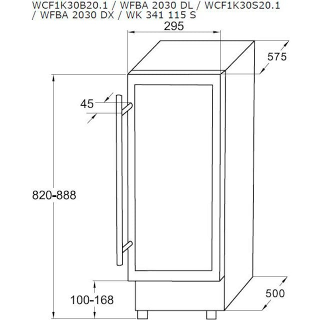 Amica Weinkühlschrank »WK 341 115 S«, für 20 Standardflaschen á 075l,  Standkühlschrank per Rechnung | BAUR