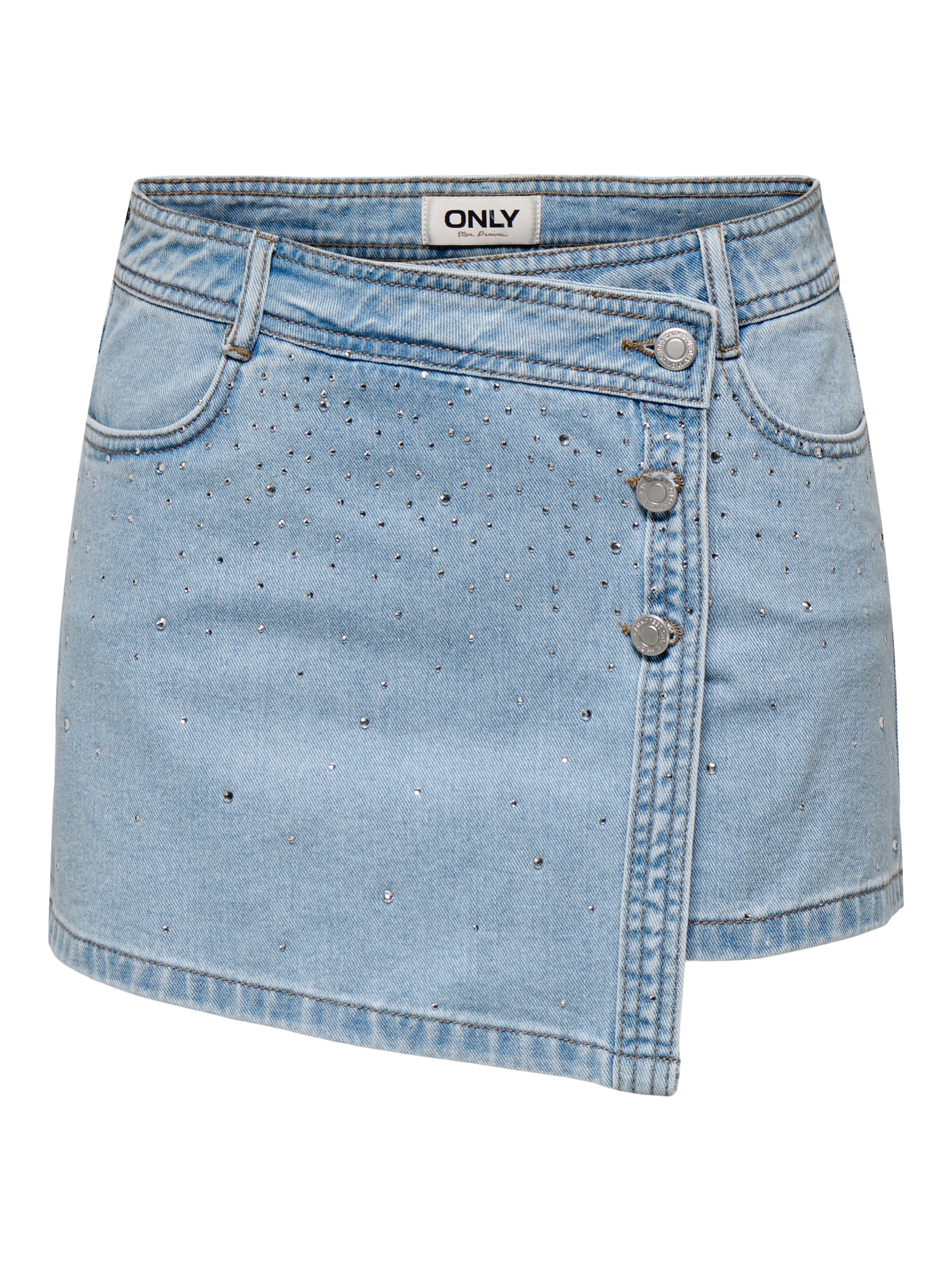 ONLY Jeansrock »ONLLESLY REG RHINESTONE DNM SKORT GUA«