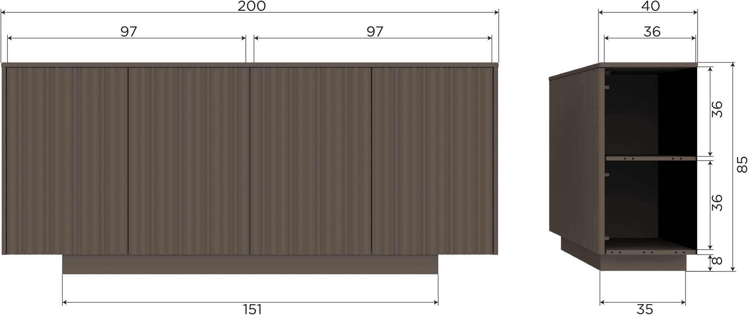 WOOOD Sideboard »Nova mit FSC®-Mix Massivkiefer und Dämpfung Funktion 200 x 40 x 85 cm« Tragkraft 15 kg pro boden, sichtbare Maserung, einfach zu montieren