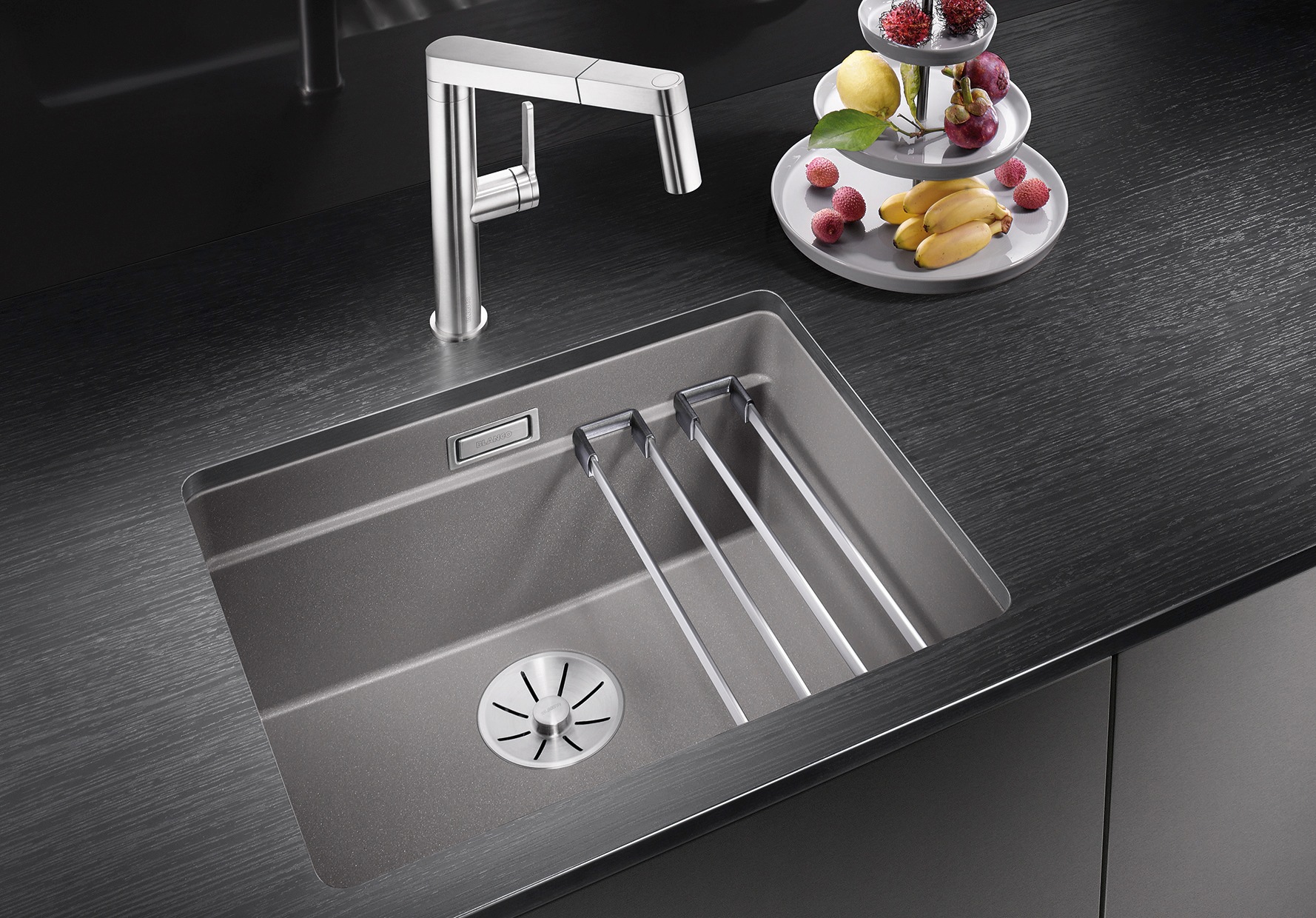 Blanco Granitspüle "ETAGON 500-U" 1 Stk. tlg. inklusive 2 Gratis ETAGON-Schienen aus Edelstahl