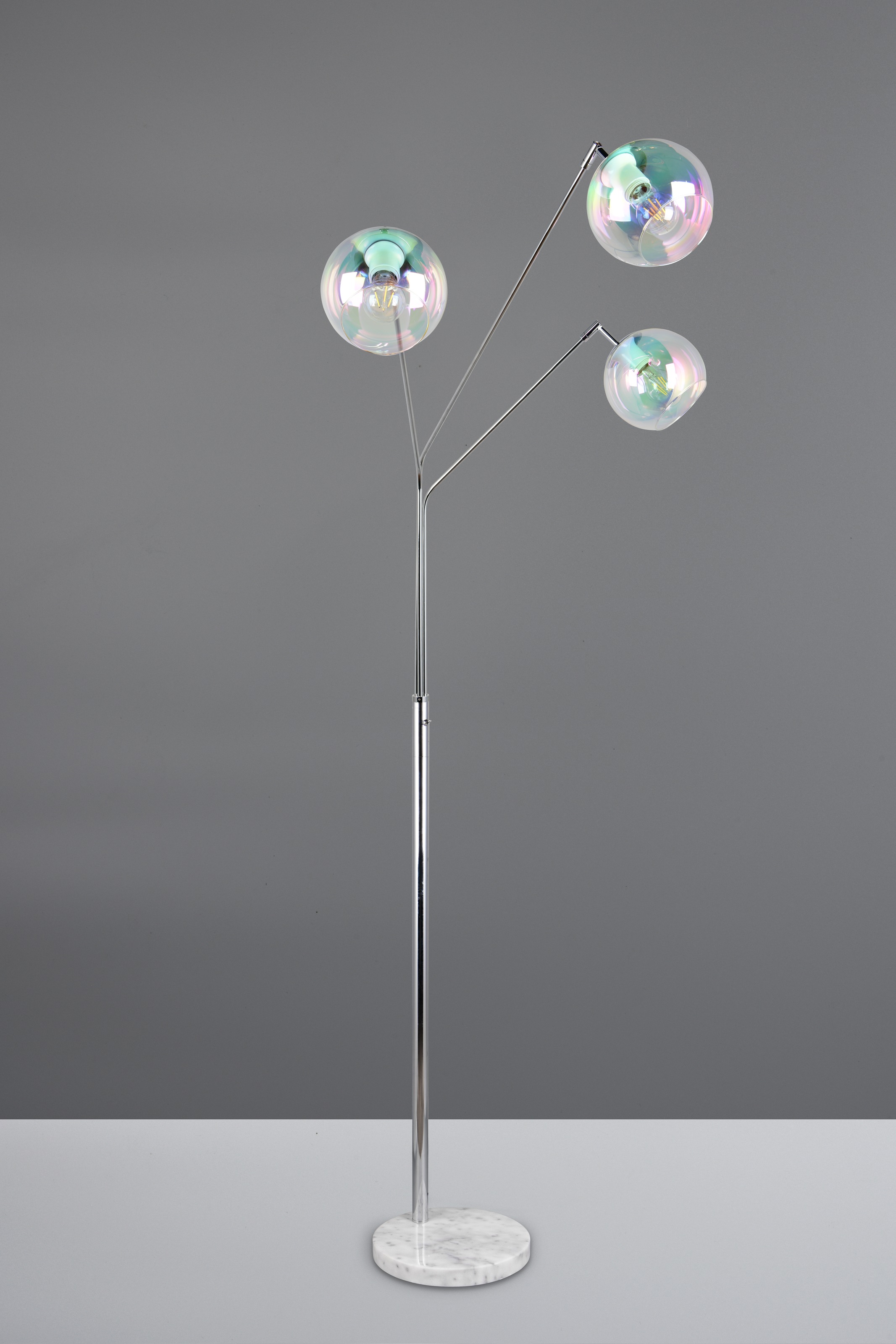 TRIO Leuchten Stehlampe »PAXTON, dreiflammige Stehleuchte, Glas Lampenschirme, Arme verstellbar«, 3 flammig, Leuchtmittel E27 | Leuchtmittel wechselbar, exkl. 3x E27 max 10W, Höhe 200cm Breite 67cm, Kippschalter, 2m Kabel