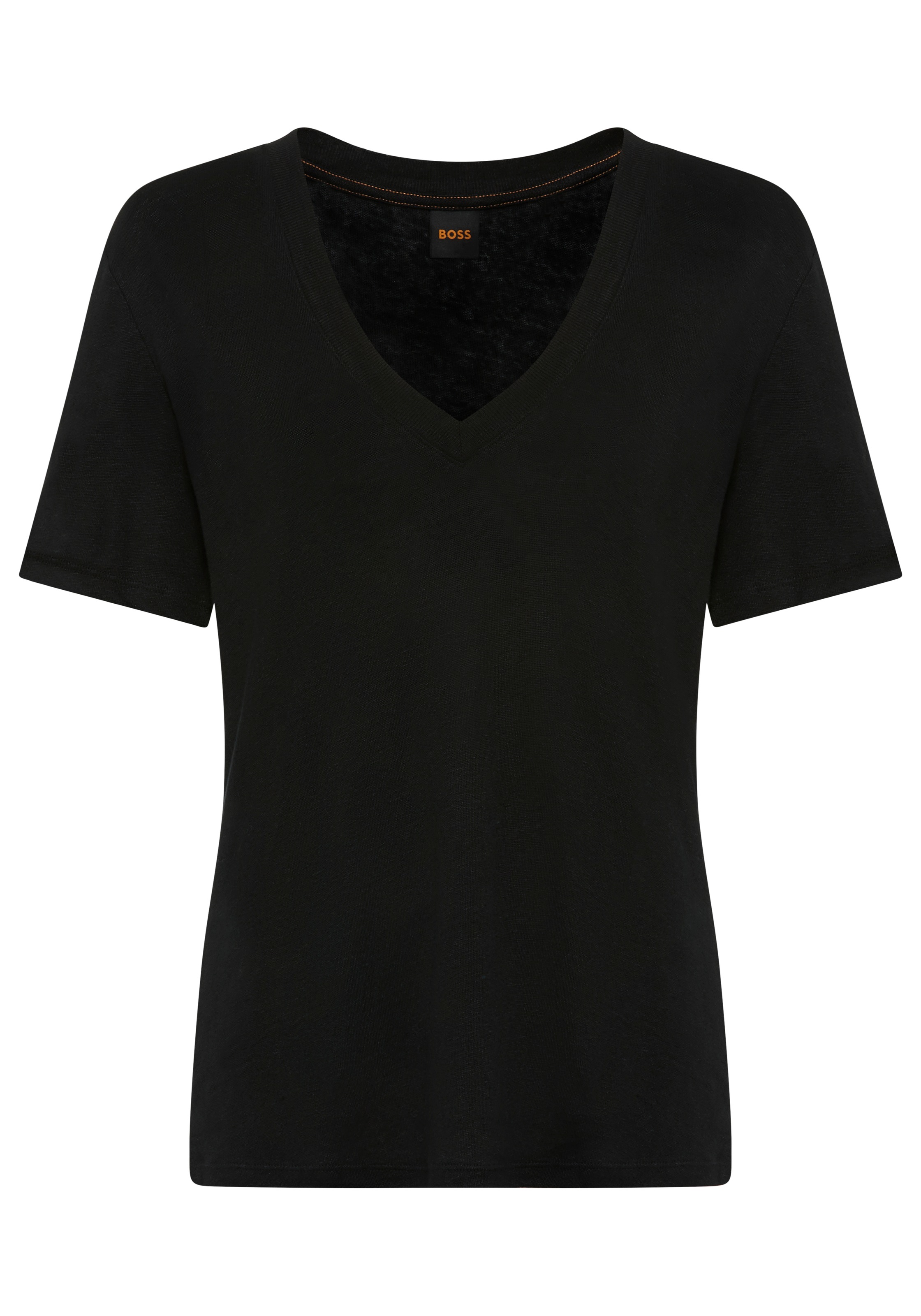 BOSS ORANGE T-Shirt »Ela Premium Damenmode« aus Leinen, V-Ausschnitt