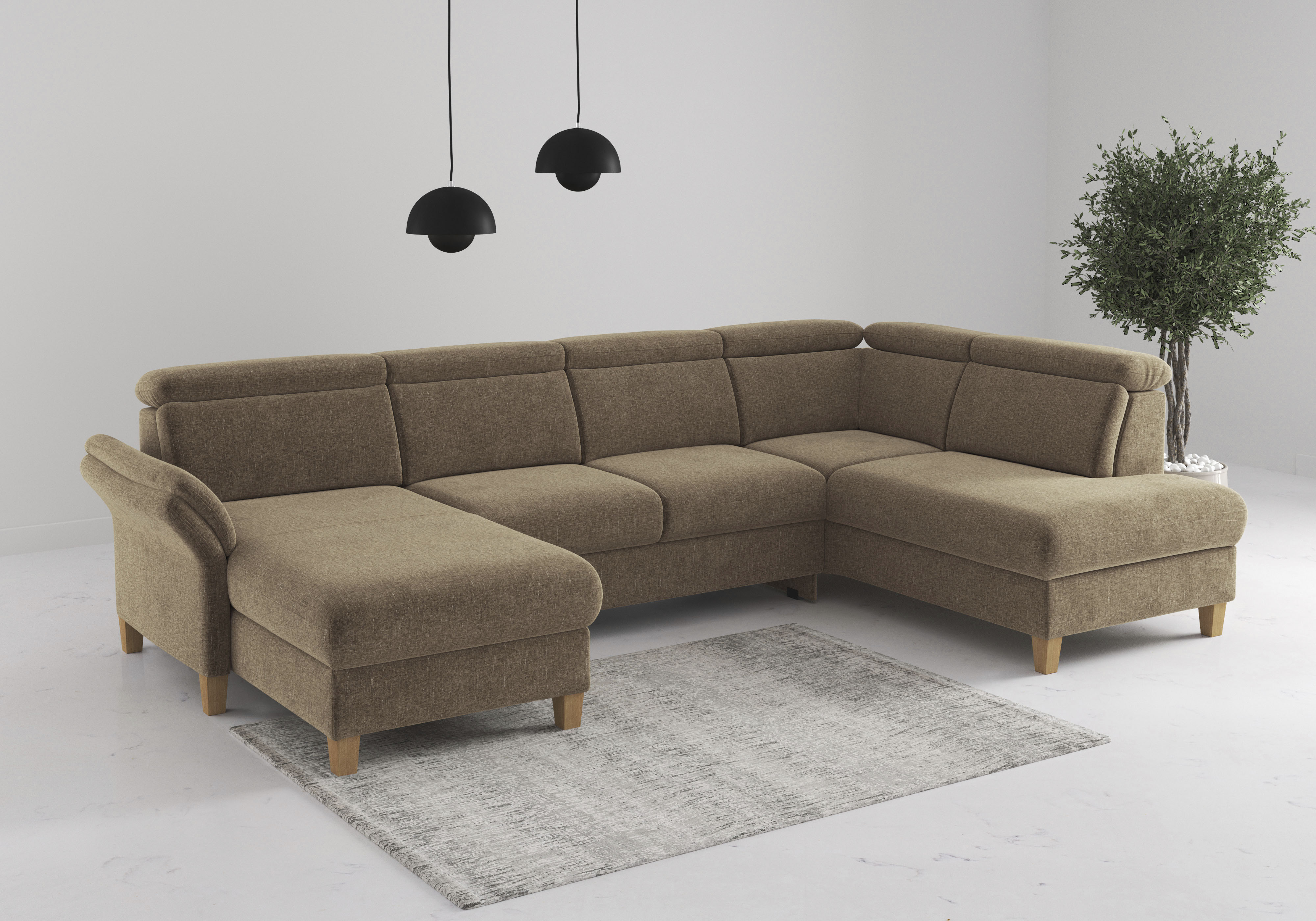 OTTO home Wohnlandschaft "Glendale, U-Form" inkl. Kopfteilverstellung, wahlweise mit Vorziehsitz und Bettkasten