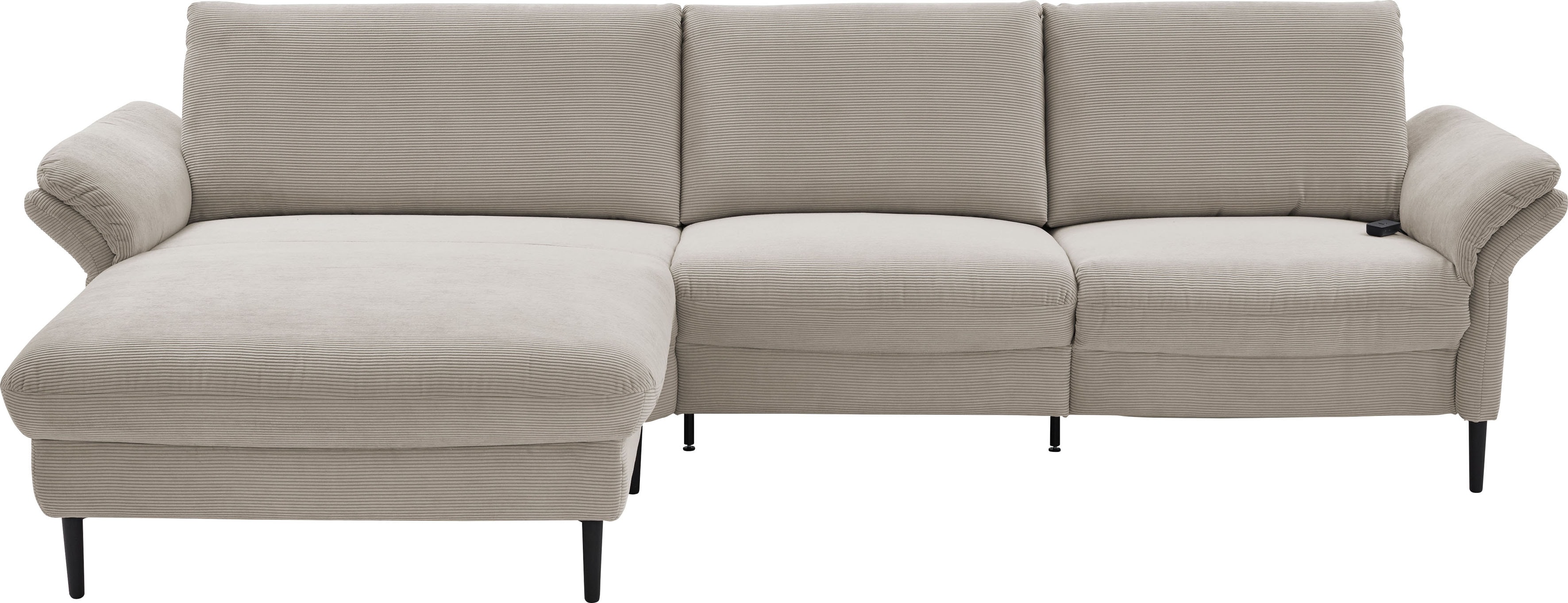 Home affaire Ecksofa "Sarsina: mit Tonnentaschen-Federkern, perfekt zum Entspannen L-Form" inklusive 1 motorischen Relaxfunktion mit Herz-Waage-Beschlag