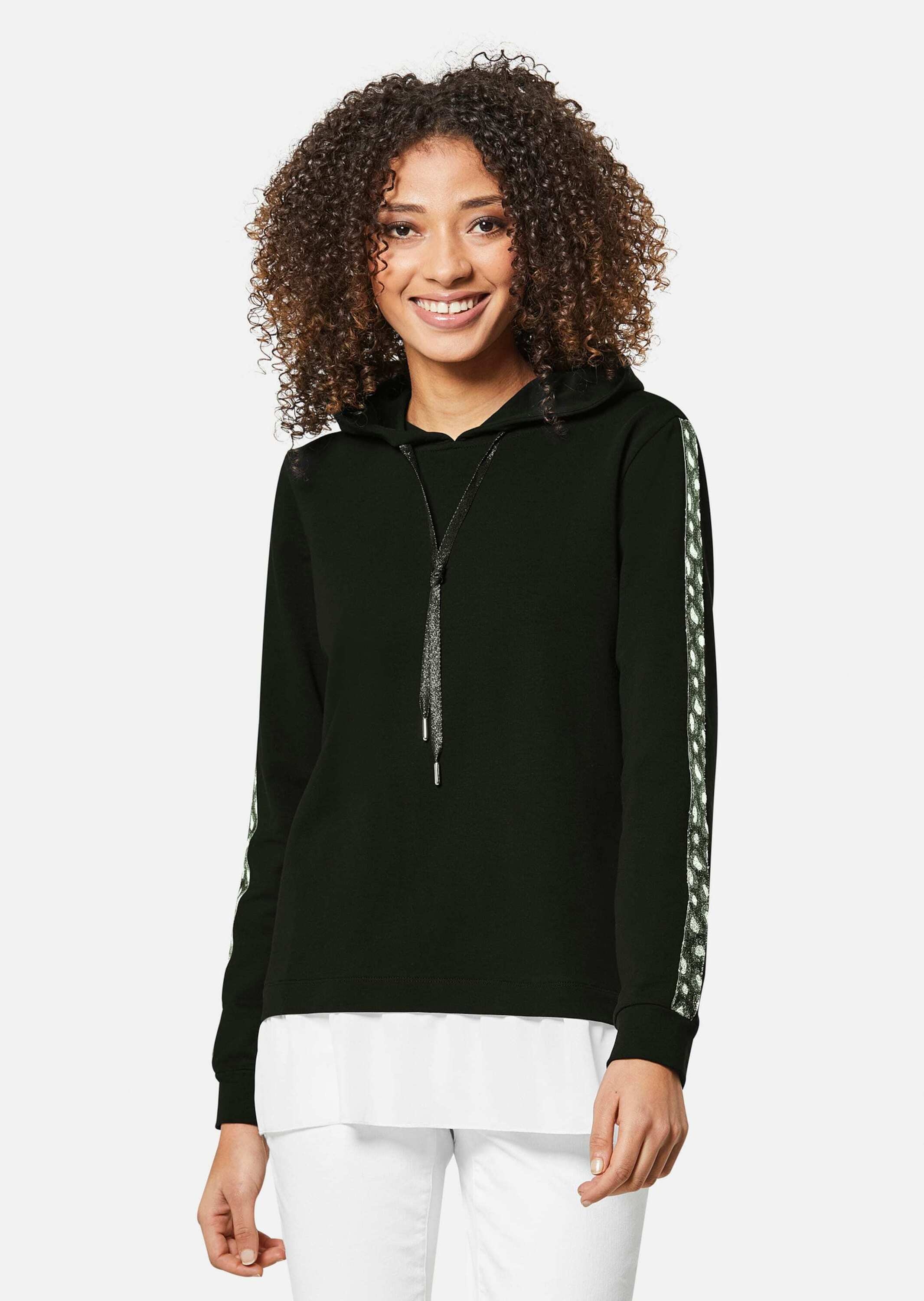 MADELEINE Langarmshirt "Sweatshirt Kapuzensweatshirt mit Dekoband an den Är günstig online kaufen