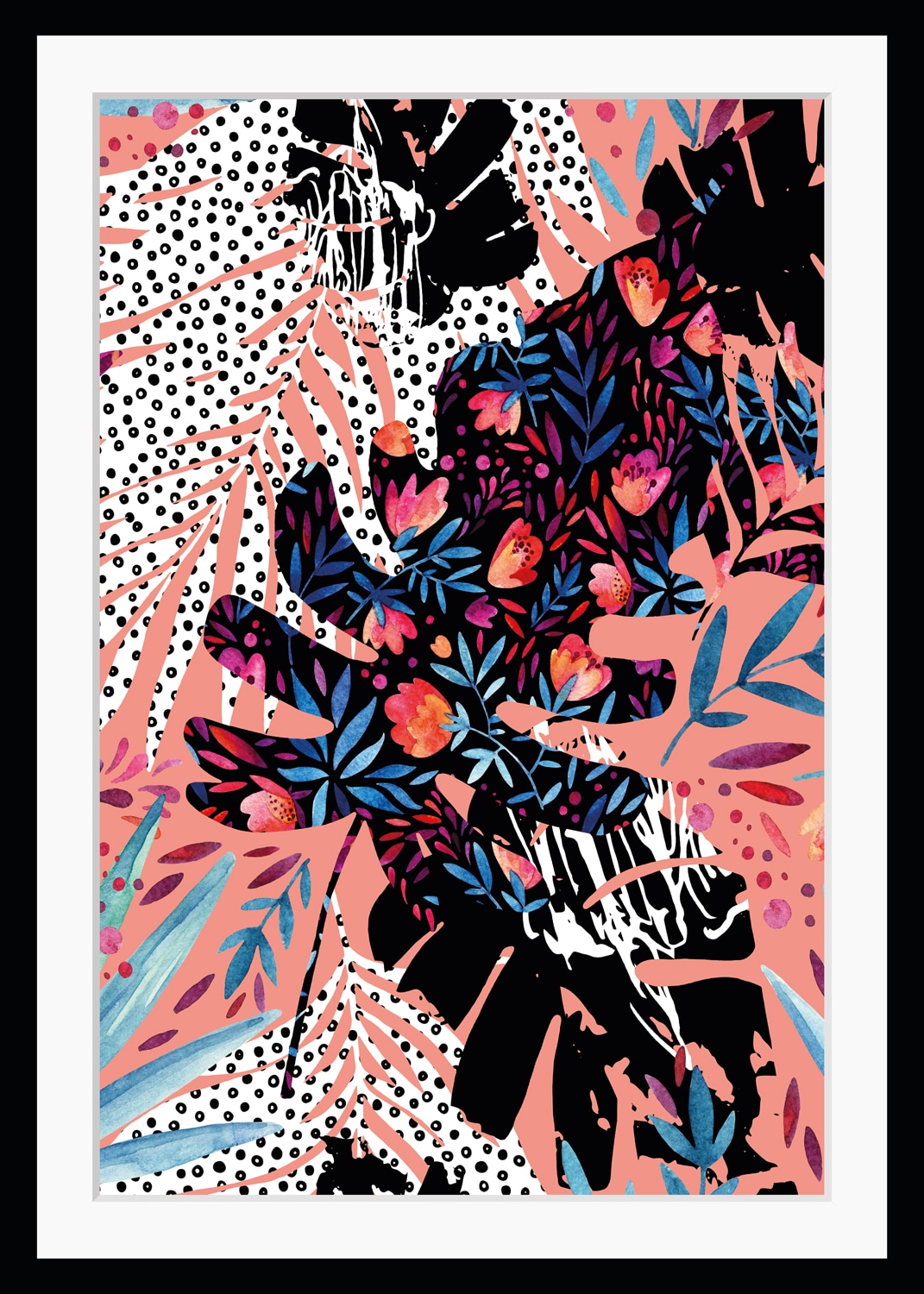queence Bild »Liv«, Blumen-Abstrakt-Kunst-Modern-Gemälde-Blätter, HD Premium Poster-Druck inkl. Holzrahmen