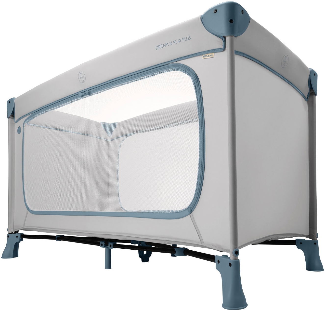 Hauck Baby-Reisebett »Dream N Play Plus, Dusty Blue«, Vorderausstieg