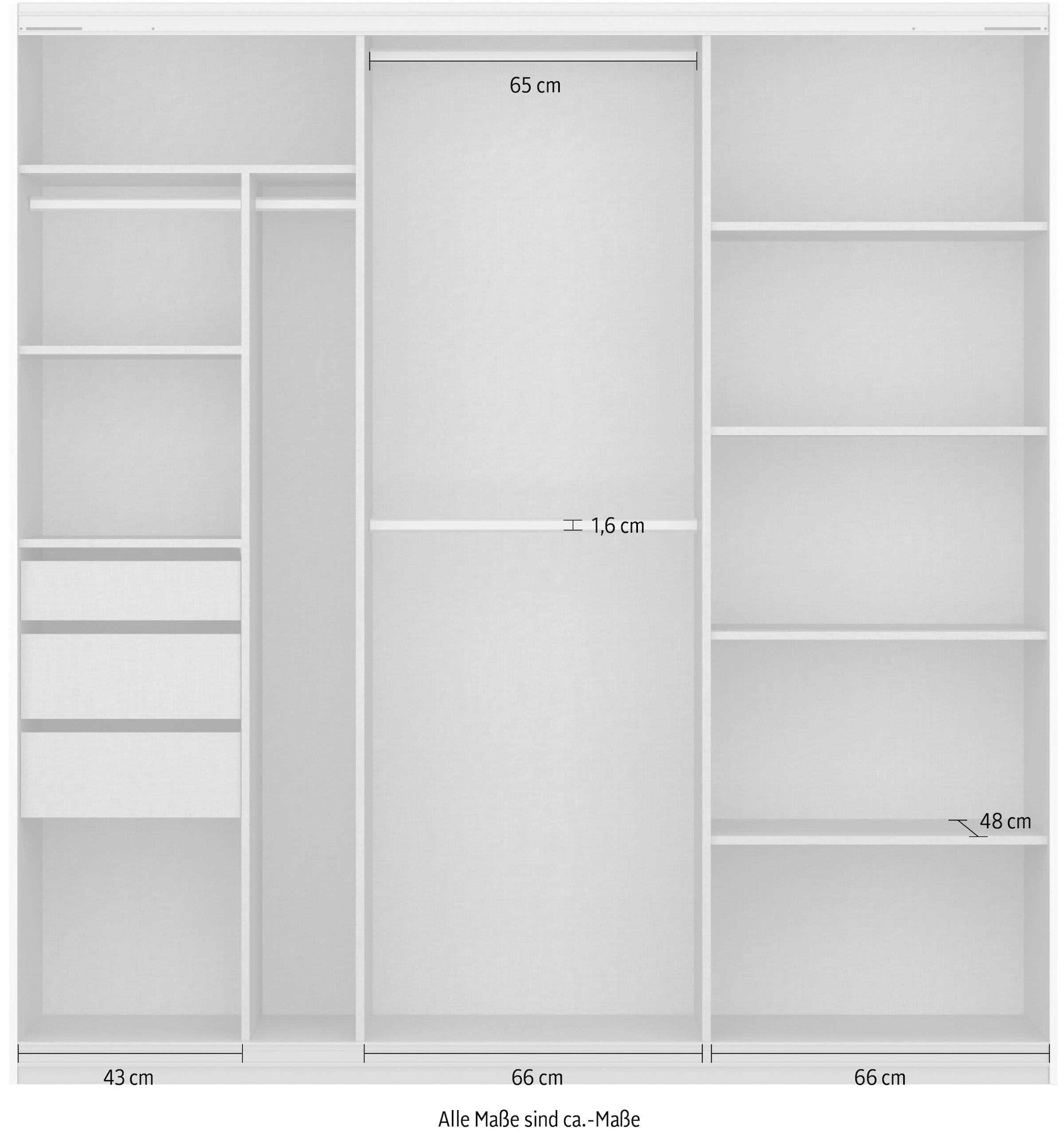 rauch Schwebetürenschrank »Oteli«, mit Spiegelfront und Passepartout optional mit Beleuchtung