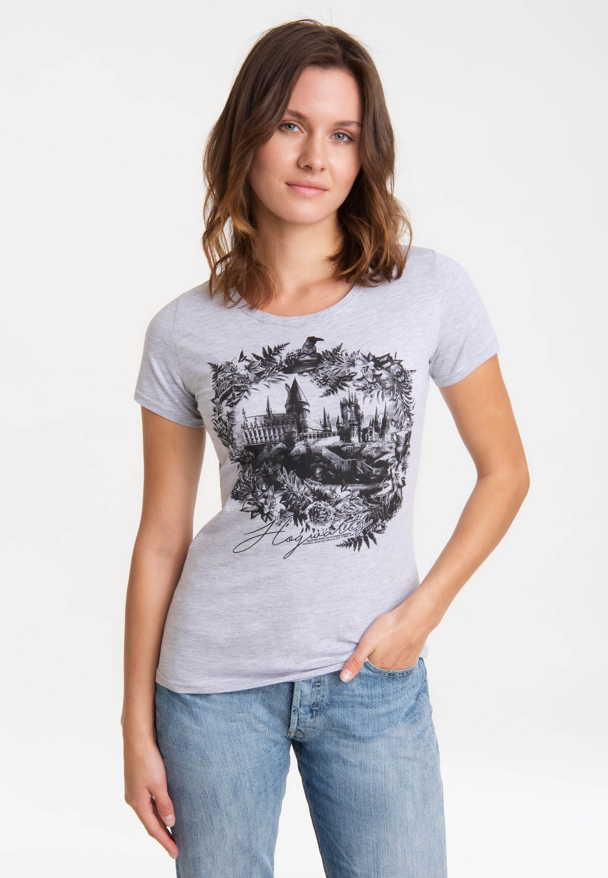 LOGOSHIRT T-Shirt »Harry Potter - Hogwarts Schloss«, mit tollem Hogwarts-Print