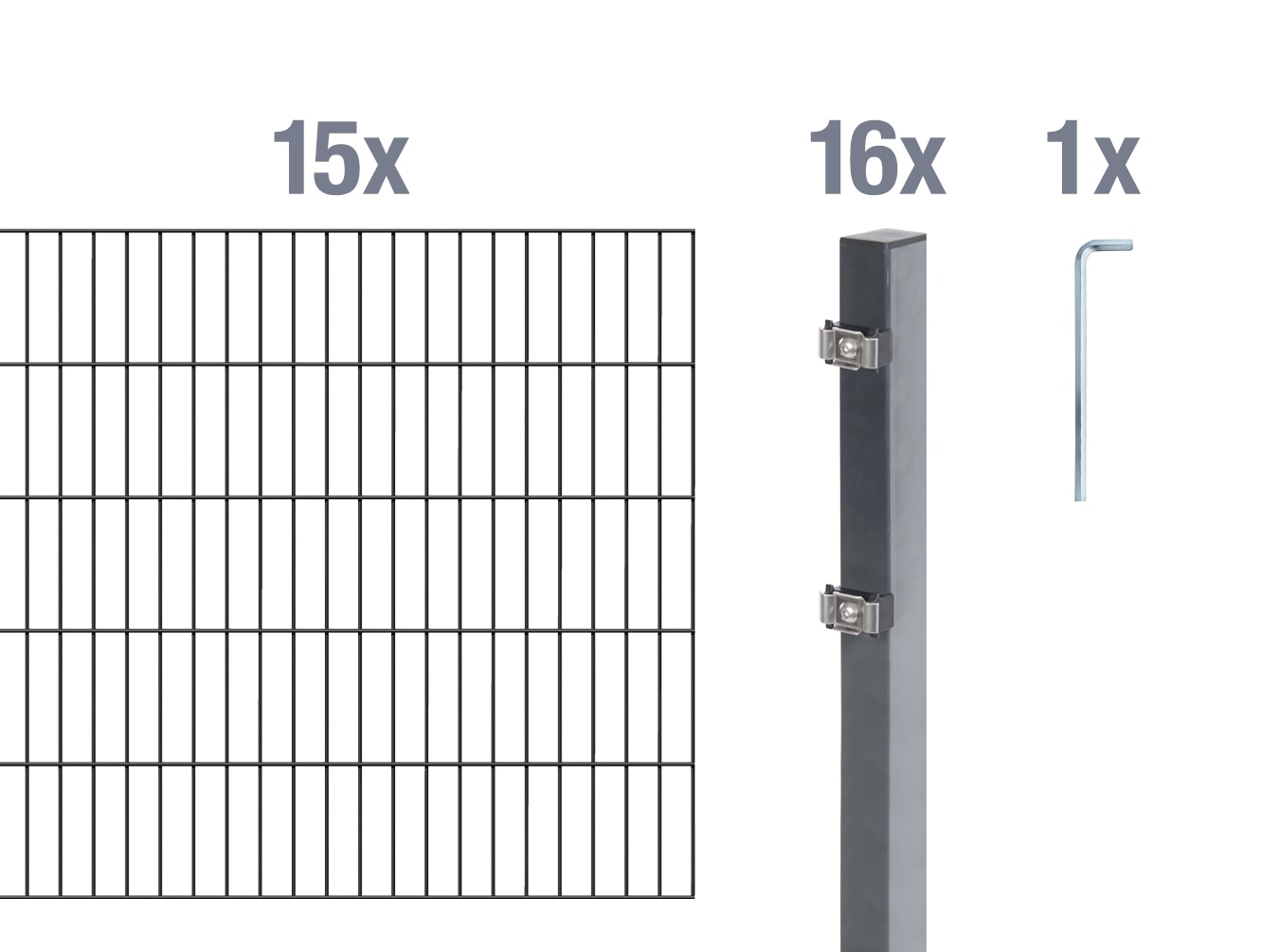 Alberts Doppelstabmattenzaun "Grundset" Höhe: 80-200 cm, Gesamtlänge: 4-30 m, zum Einbetonieren