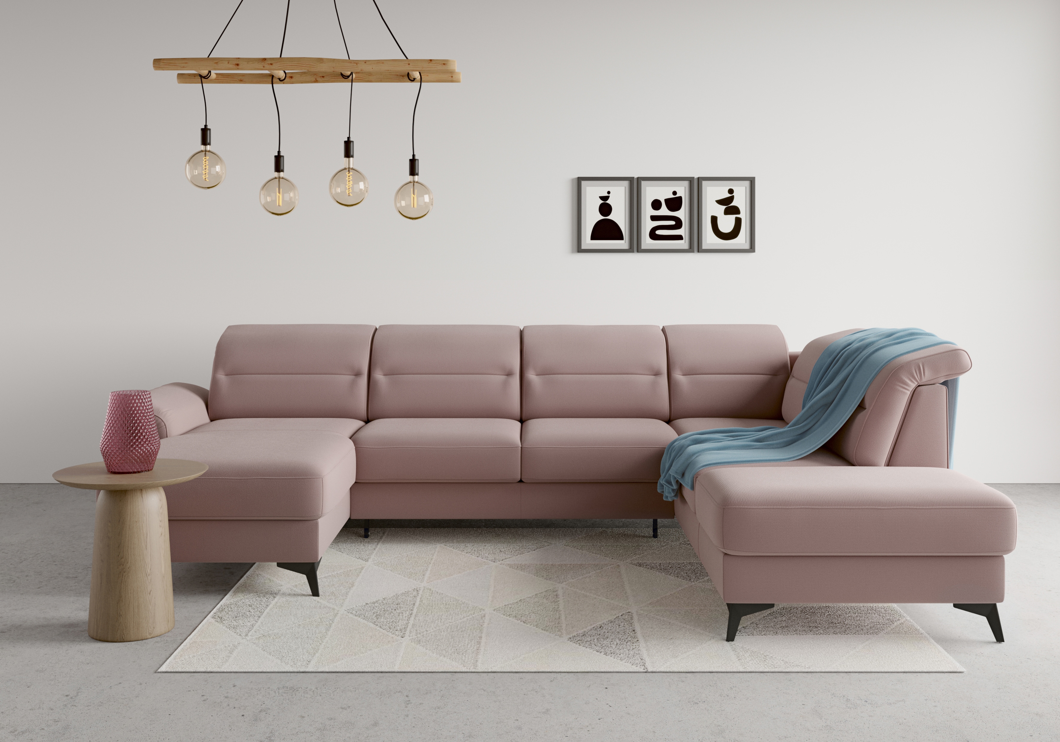 sit&more Wohnlandschaft "Sinatra U-Form" optional mit Kopfteilverstellung und Armteilfunktion, Metallfüße