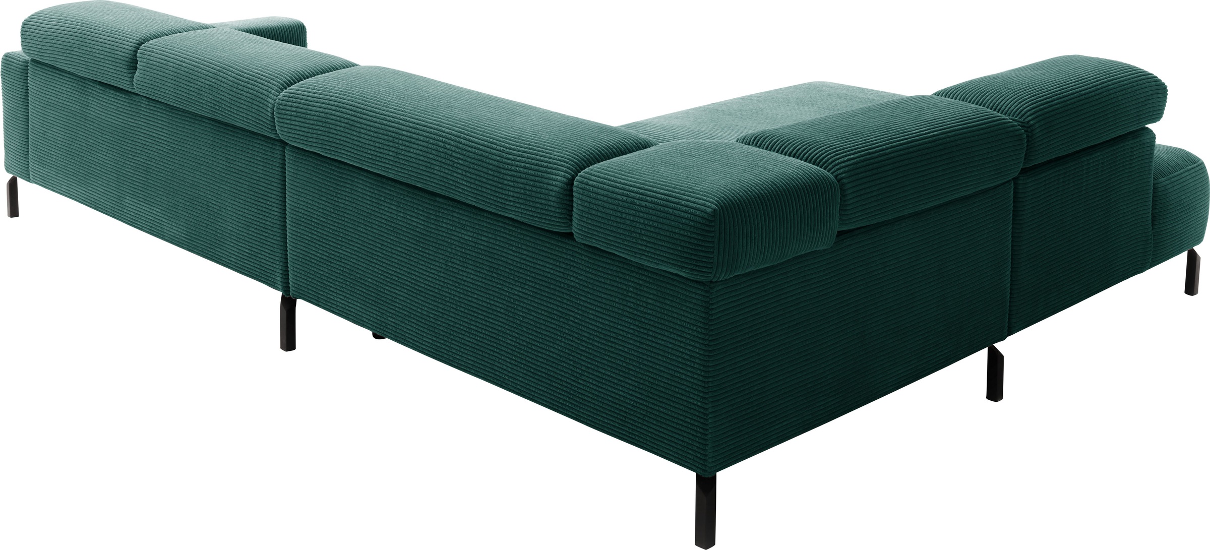 Places of Style Ecksofa »Antonelli, L-Form, inkl. Kopfteilverstellung, Breite 312 cm«, mit elektrischer Sitztiefenverstellung, in Cord, grün
