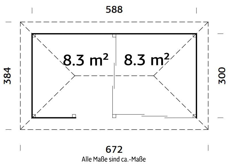 Palmako Holzpavillon »Bianca 16,6 m² Set 5«, BxTxH: 588x300x323 cm