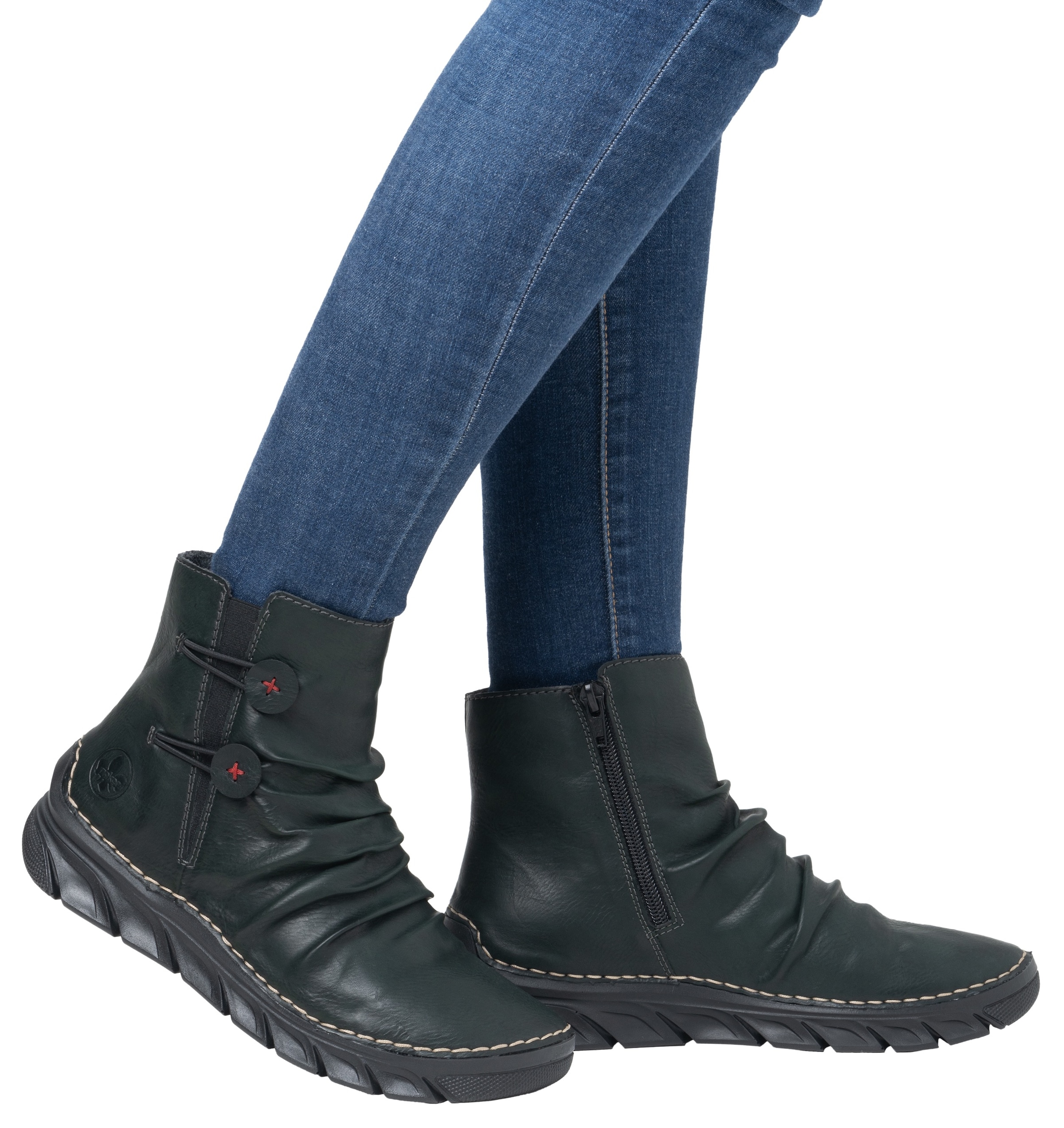 Rieker Stiefelette, Winterboots, Keilsohle, Innenreißverschluss und slouchy Schaft