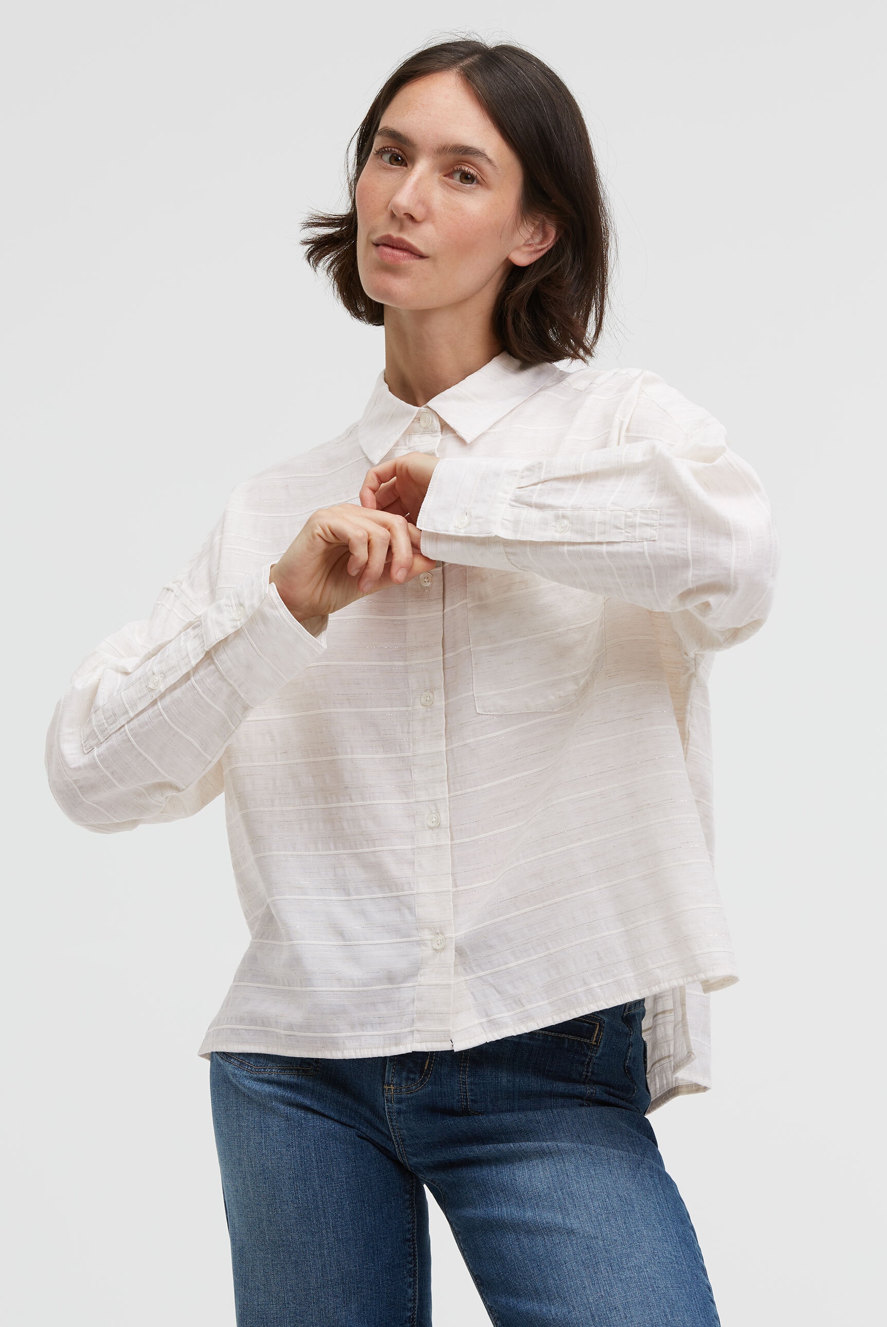 SENSES.THE LABEL Langarmbluse mit längerer Rückenpartie