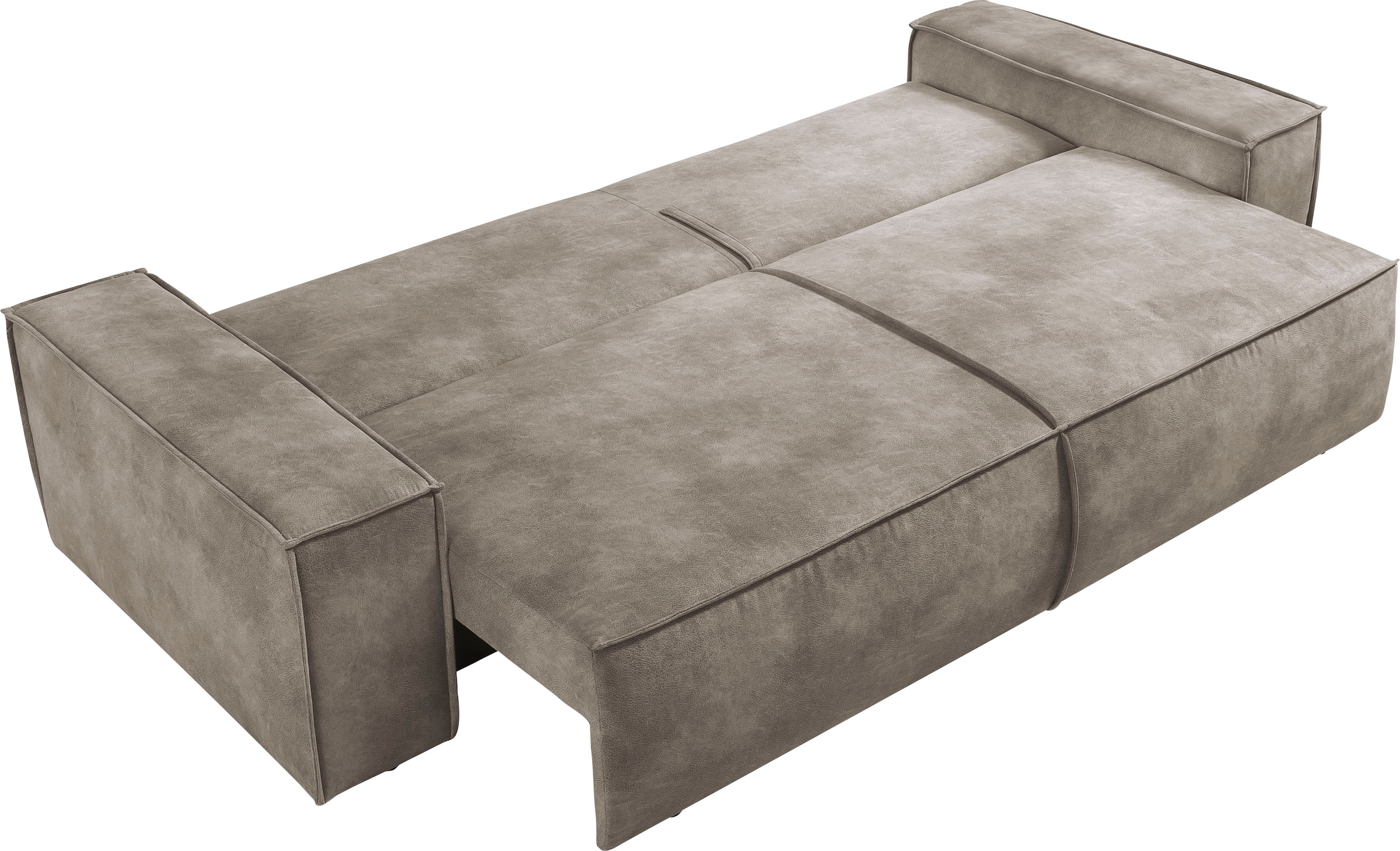 Home affaire 3-Sitzer »SHERWOOD Schlafsofa (257cm) Cord, Samtvelours, Vintage-Lederoptik«, Schlaffunktion mit Bettkasten (ca. 136/200cm)