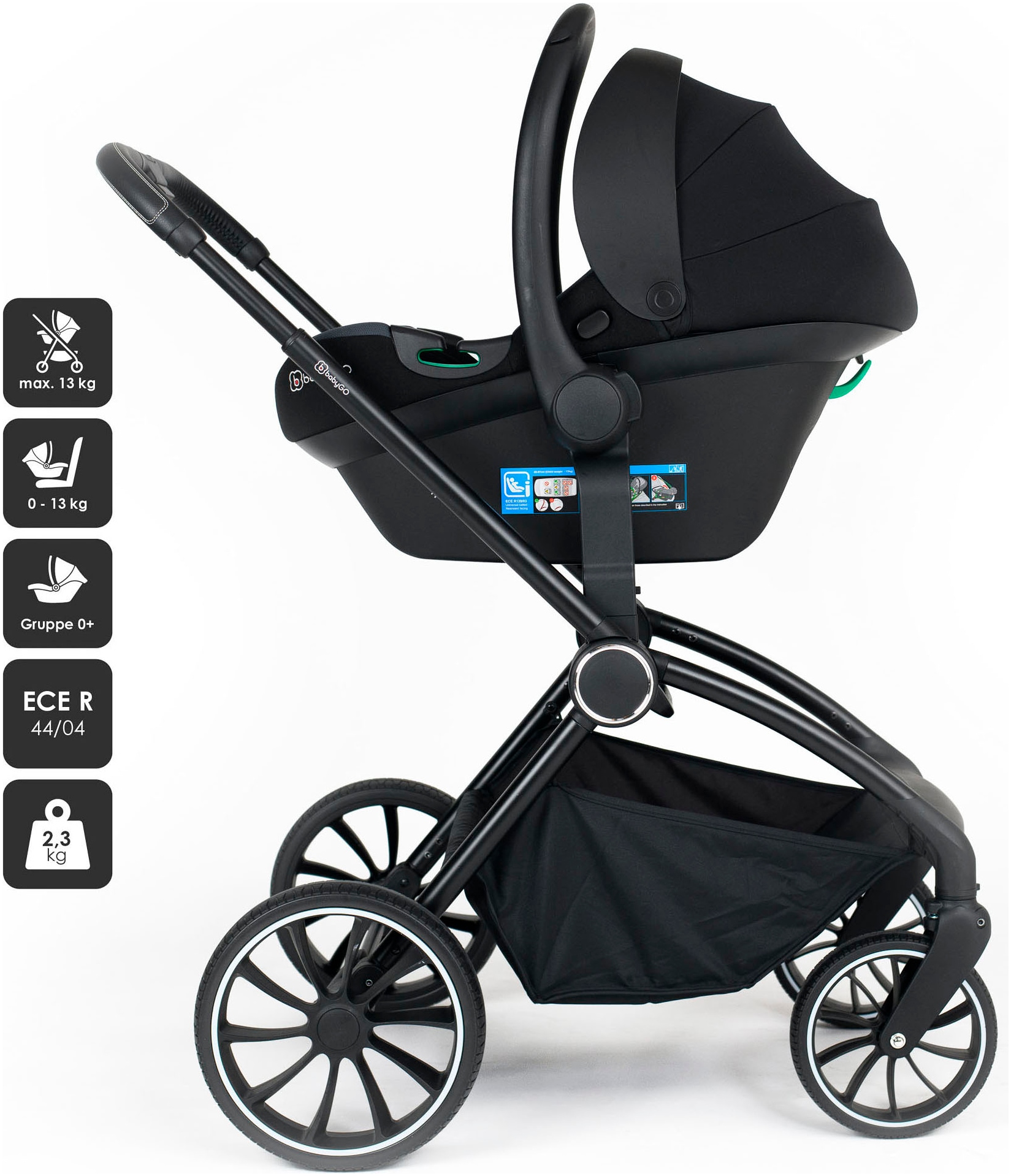 BabyGo Kombi-Kinderwagen »Harmony 3in1«, inkl. Babyschale mit Adaptern
