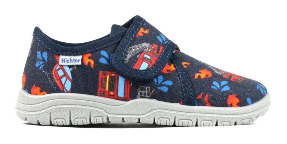 Thumbnail - Richter Hausschuh "WMS: mittel", Klettschuh, Kindergarten Schuh mit coolen Feuerwehr-Motiven