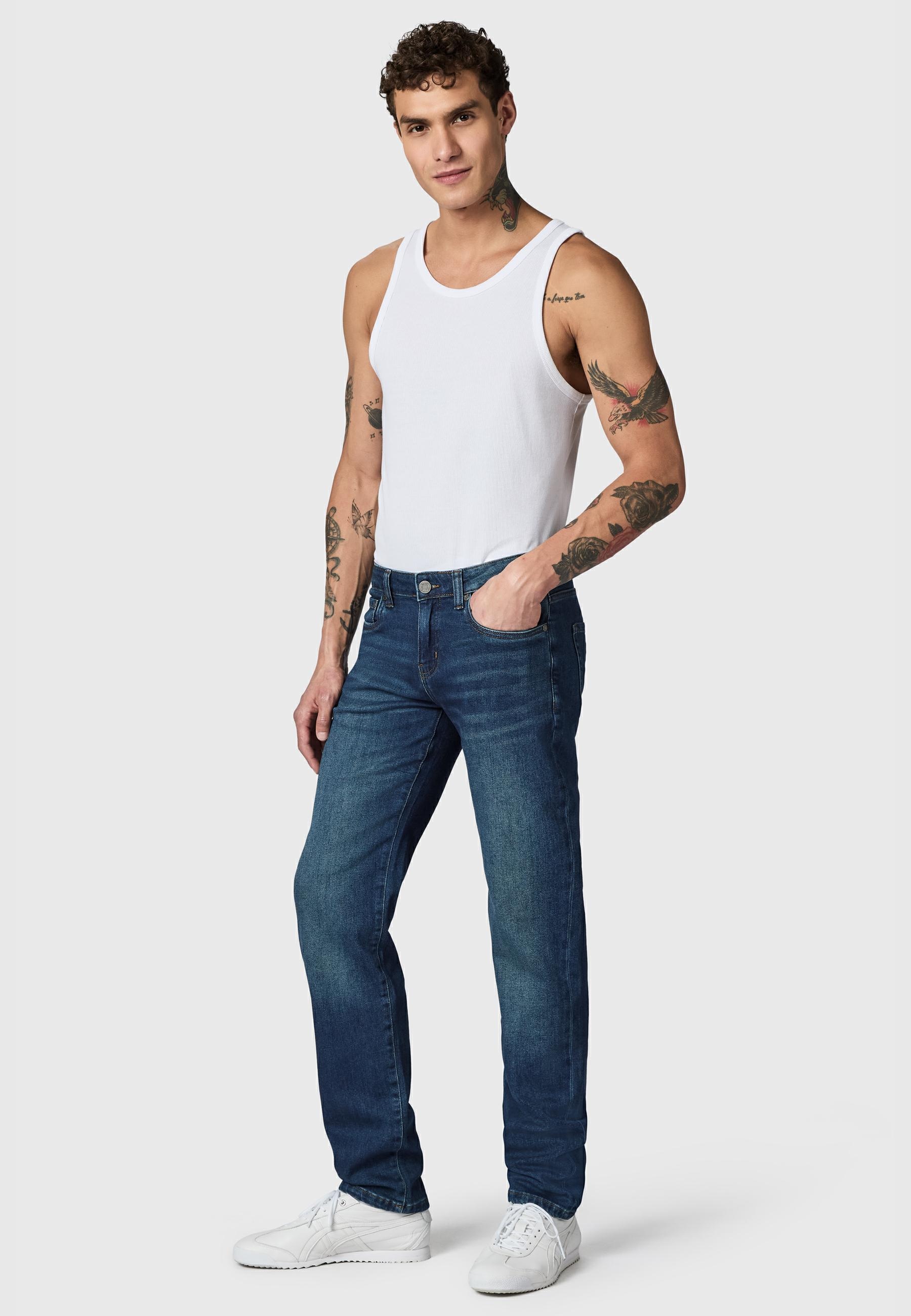 PEAK TIME Tapered-fit-Jeans »Cosmis« Herren Tapered Jeans mit Logoprägung