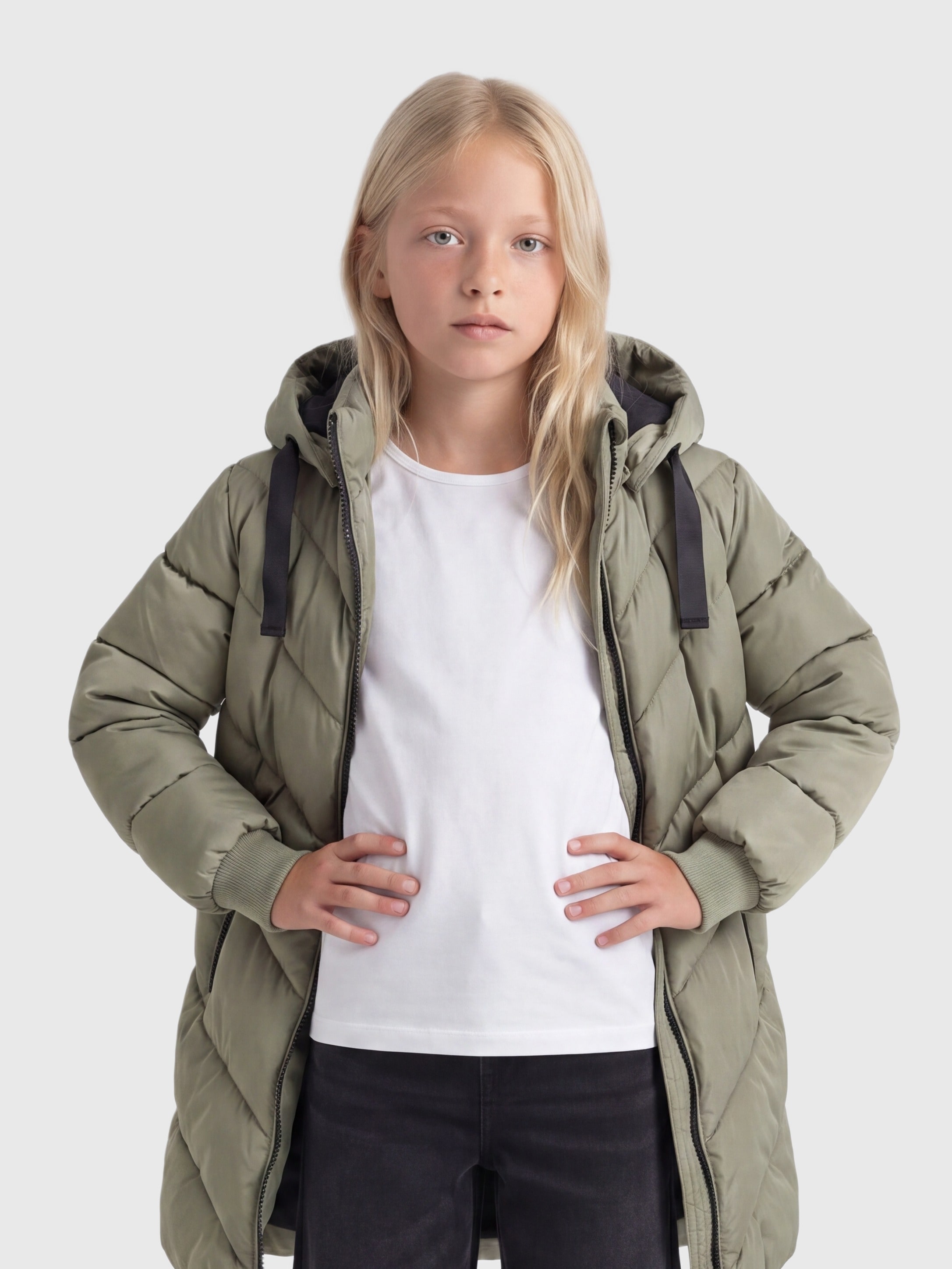 KIDS ONLY Steppjacke "KOGSKYLAR HOOD JACKET VD OTW" mit Kapuze Langjacke mit abnehmbarer Kapuze