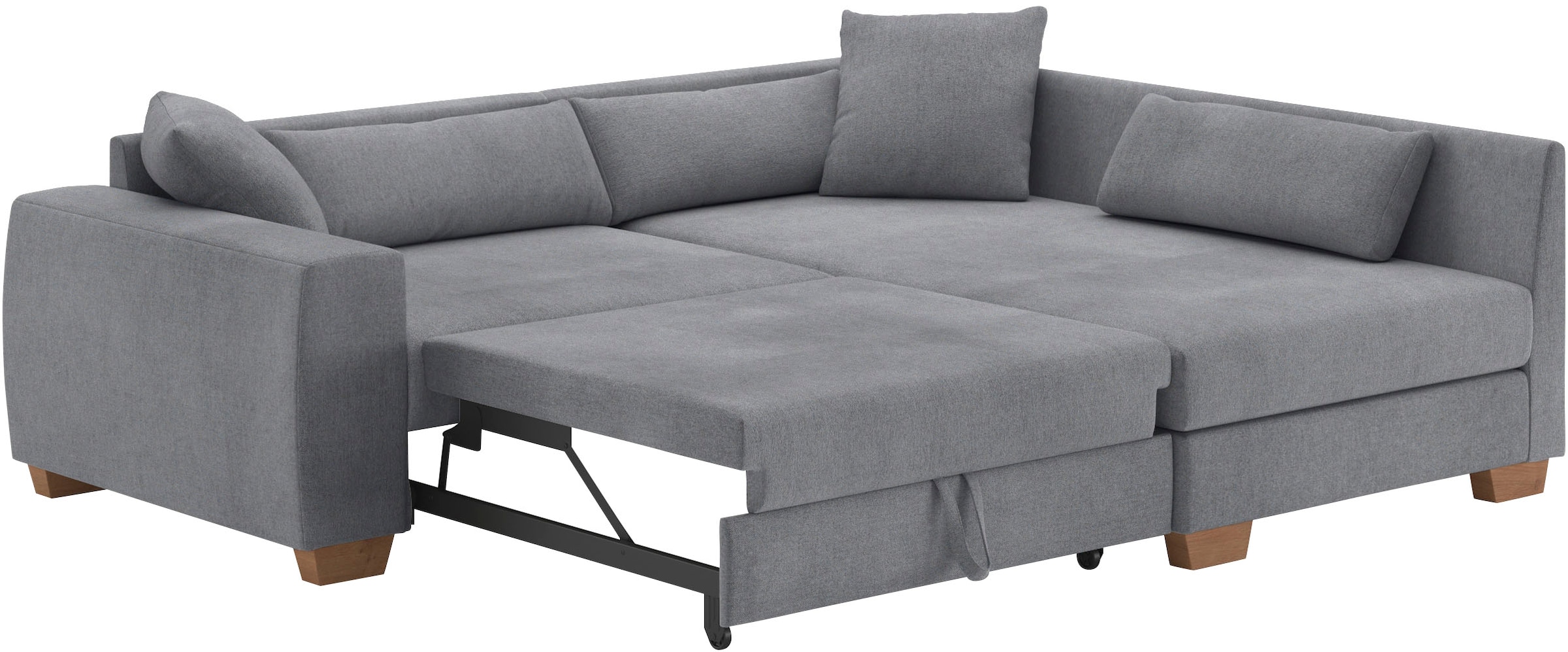 Mr. Couch Ecksofa »Helena L-Form, bis 140 kg belastbar«, mit Taschenfederkern, wahlweise mit Bettfunktion