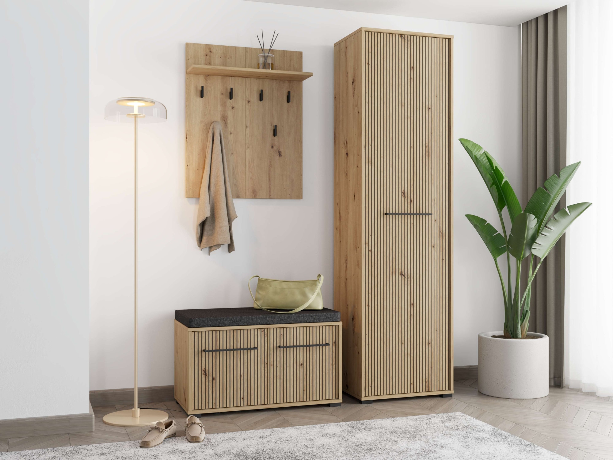 INOSIGN Garderoben-Set »Landes Flurmöbel, Dielenmöbel, Flurschrank, Flurgarderobe Br= 134,5 cm« Komplett-Set, 3 Stk. tlg.