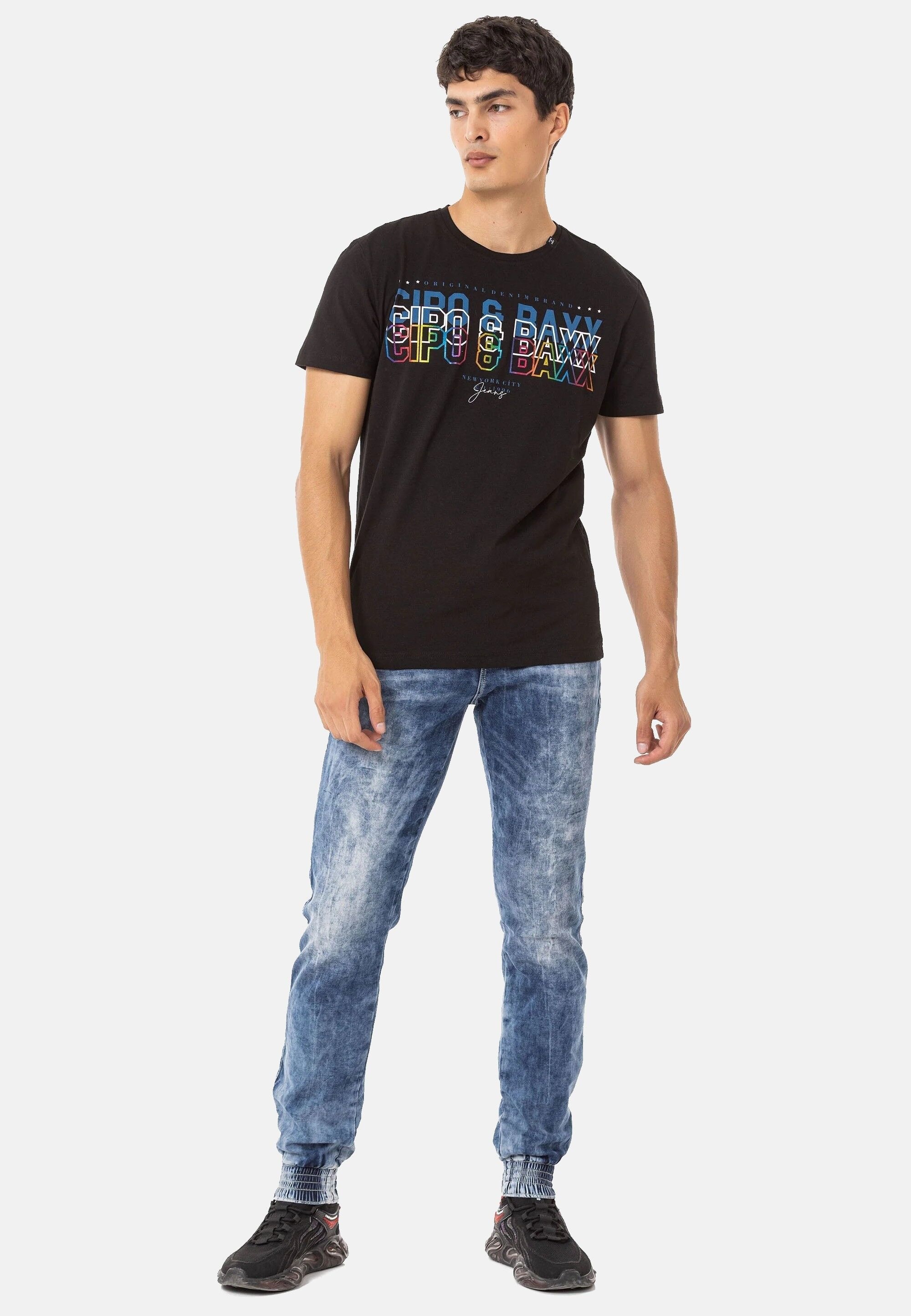 Cipo & Baxx T-Shirt »CT717« gerade geschnitten