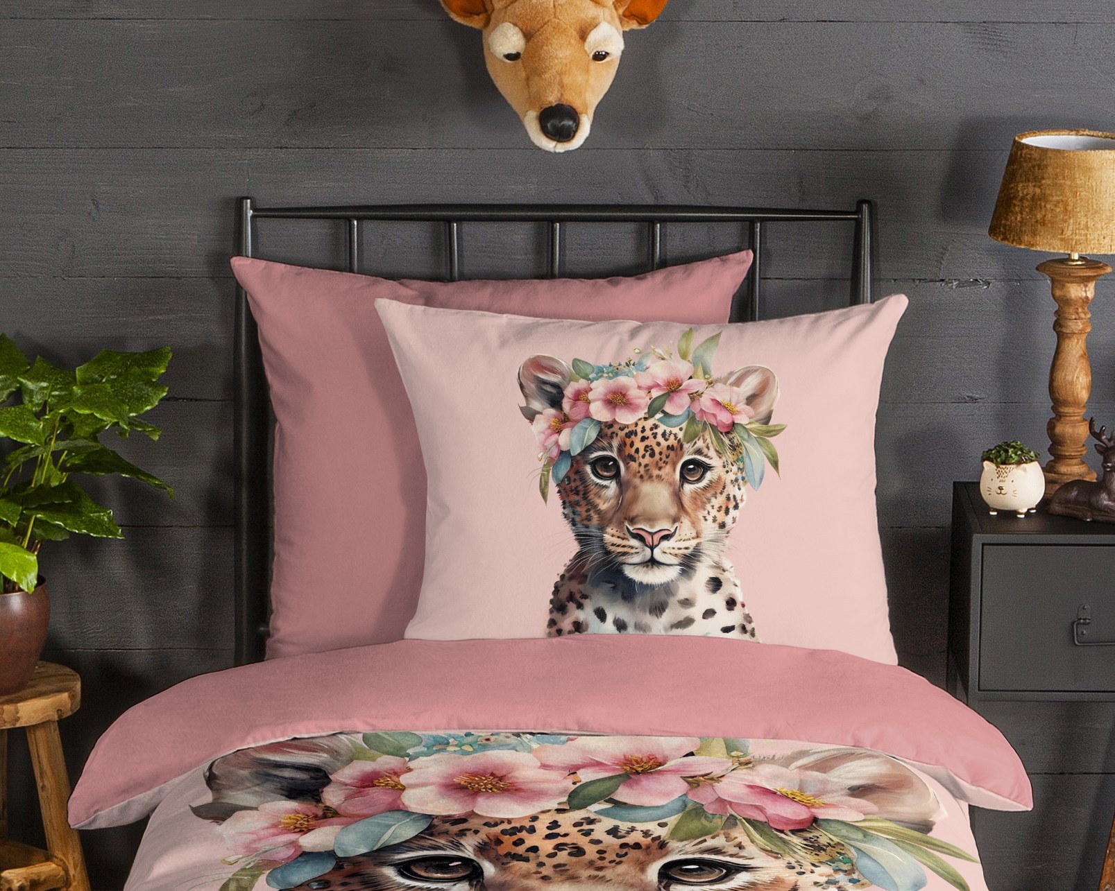 good morning Kinderbettwäsche »Kiranmu« 2 Stk. tlg. Flanell Biber, 135x200, Warm, Reißverschluss, Wende, Mädchen, leopard