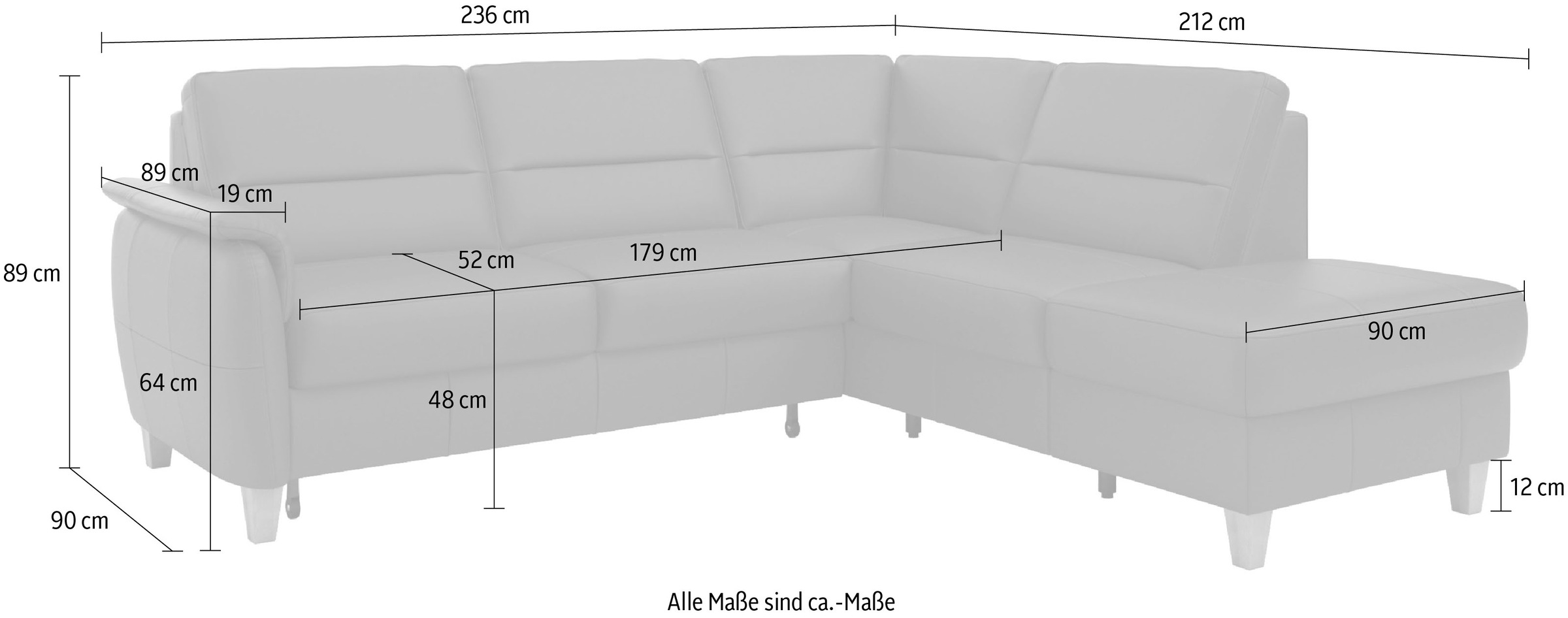 Home affaire Ecksofa »Palmera L-Form«, Federkern, wahlweise mit Bettfunktion und mit/ohne Stauraum