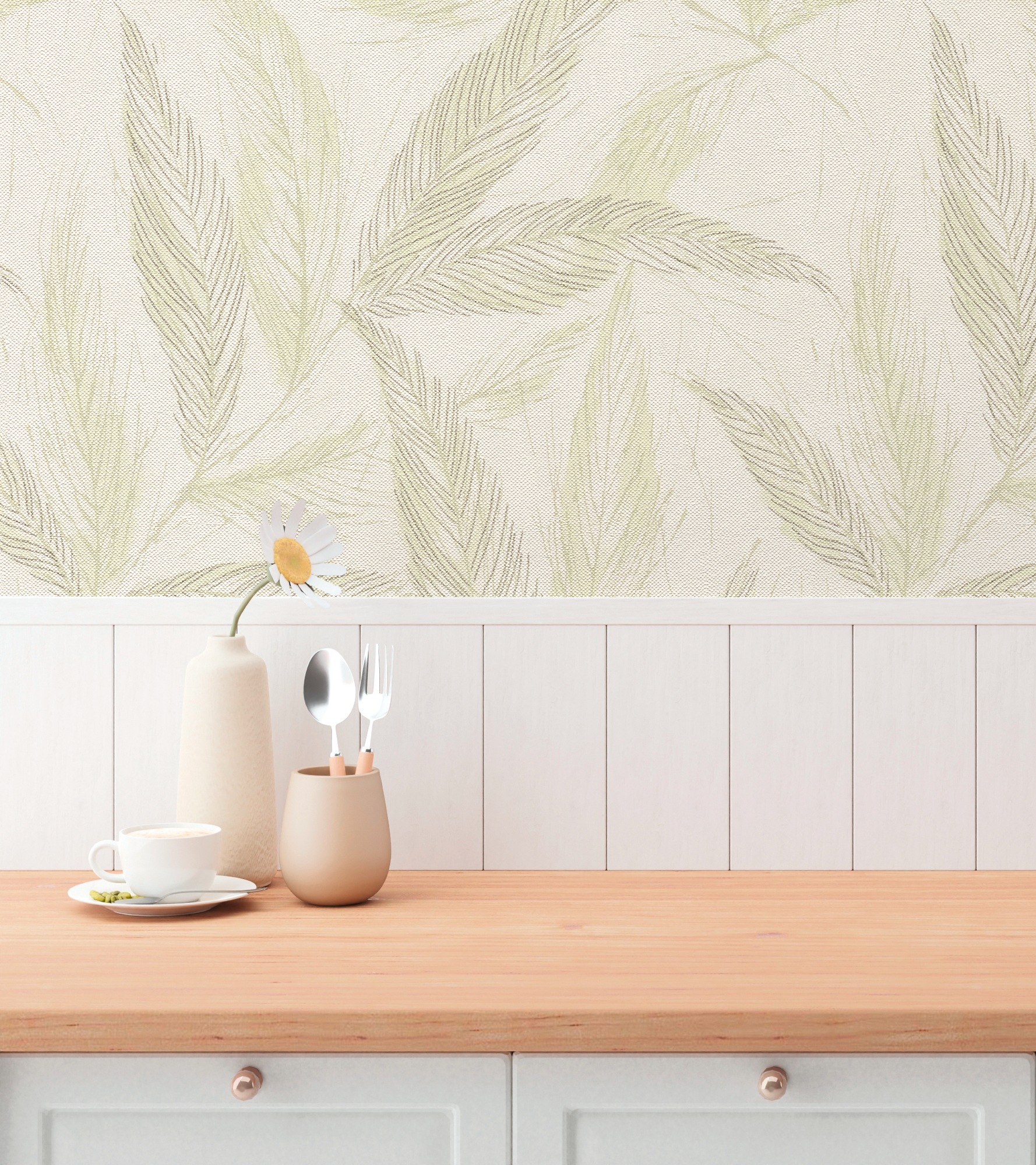 A.S. Création Vliestapete »mit Blätter-Design natürliche Eleganz« matt strukturiert Dekorative Vliestapete mit filigranem Blattmuster