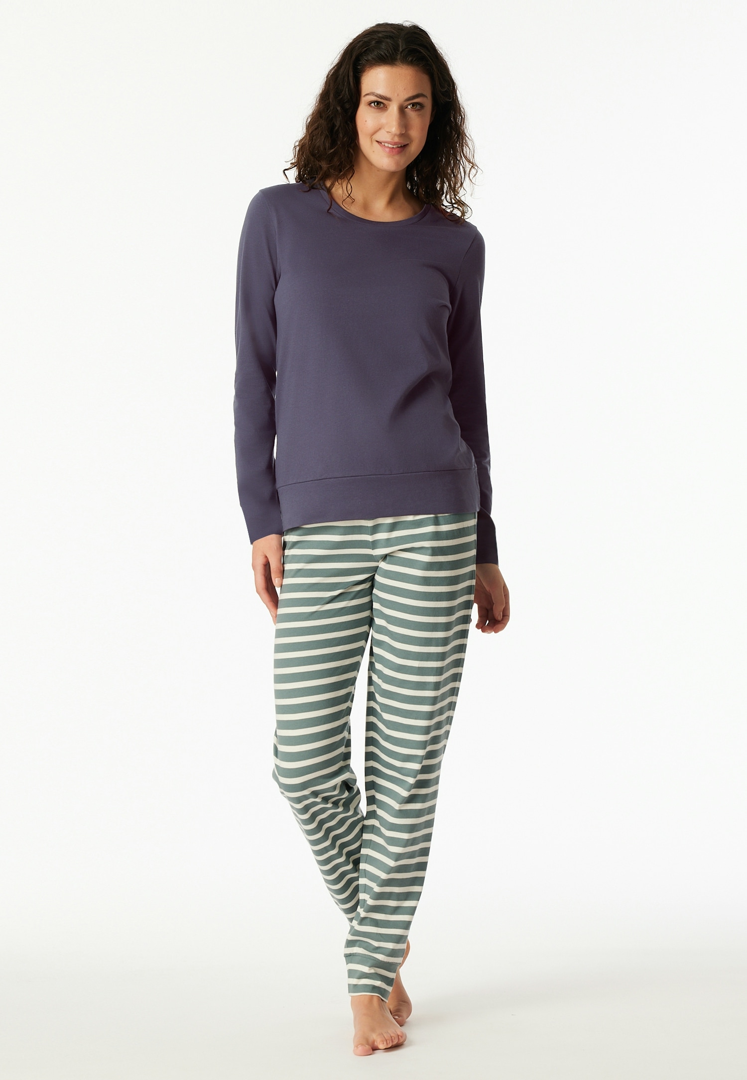 Schiesser Schlafanzug "Casual Essentials", (2 tlg.), Baumwolle, Rundhalsaus günstig online kaufen
