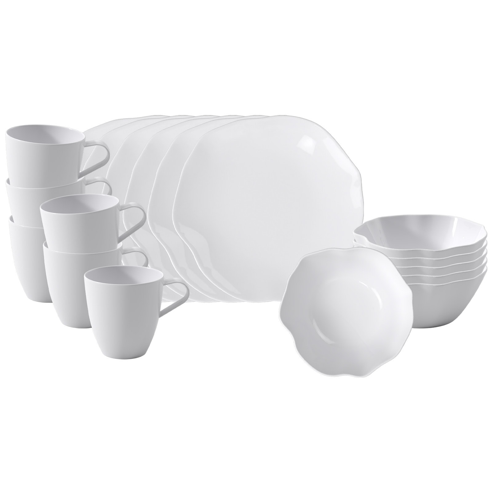 Villeroy & Boch Geschirr-Set "Frühstücks-Set Pura 18er Set weiß" Spülmaschinenfest, Mikrowellensicher